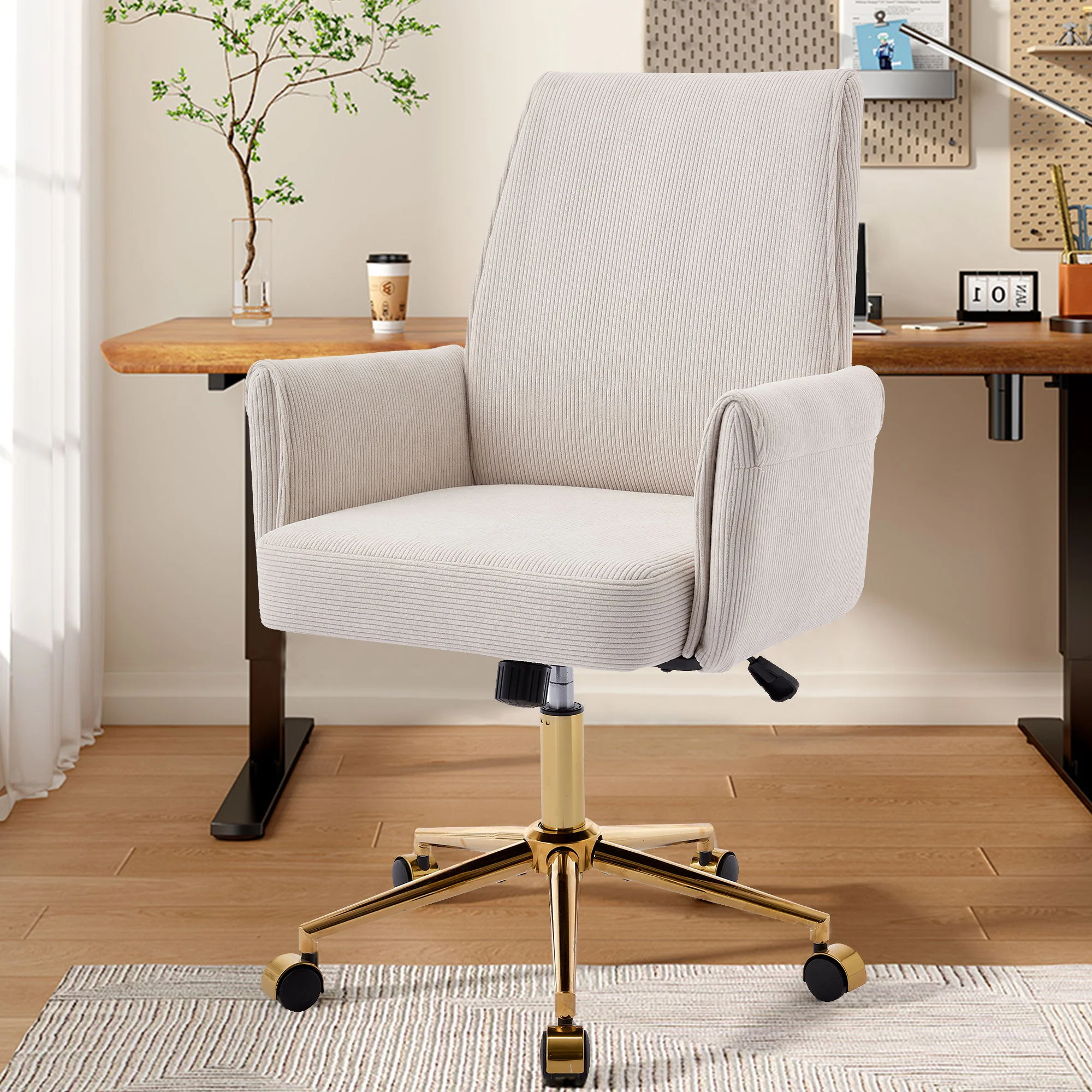 Ergonomic Mid-Back Office Chair With Gold Base - Image 5