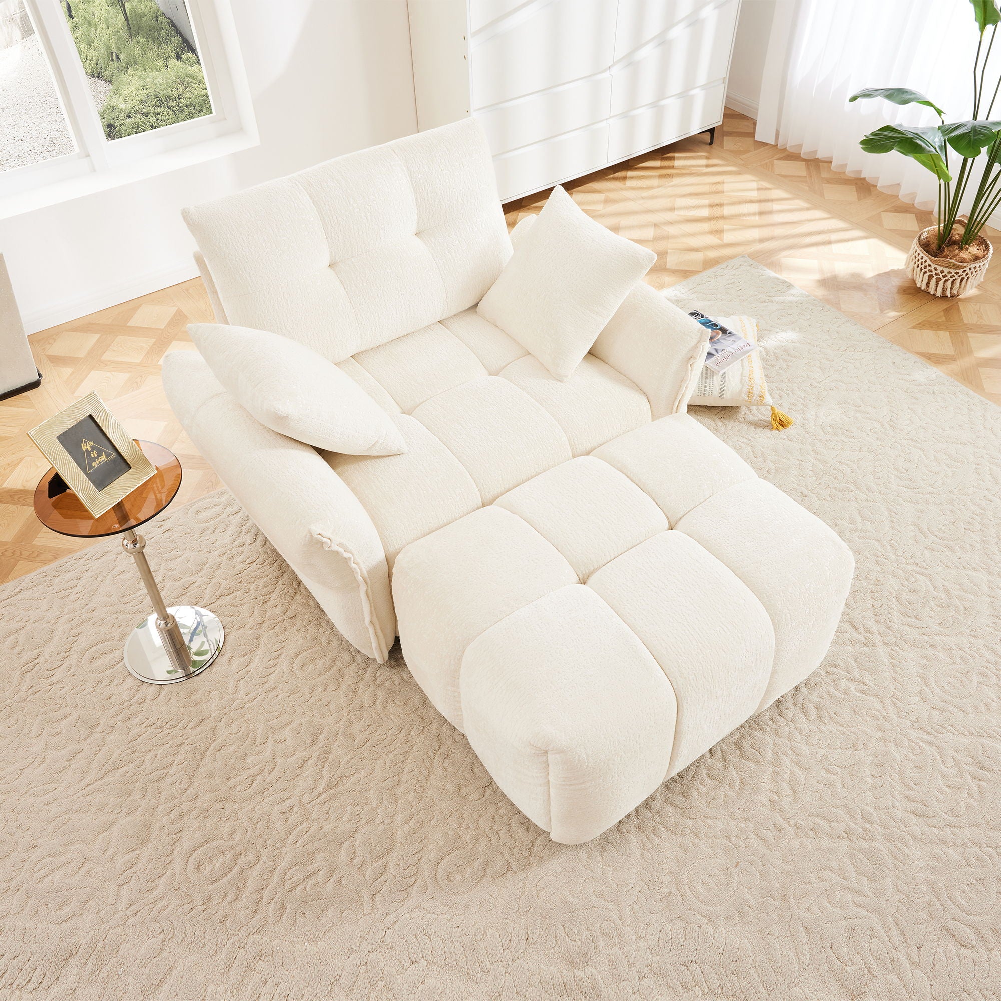 Ergonomic Single Seater Sofa With Ottoman, High Resilience Support Cushions - Image 16