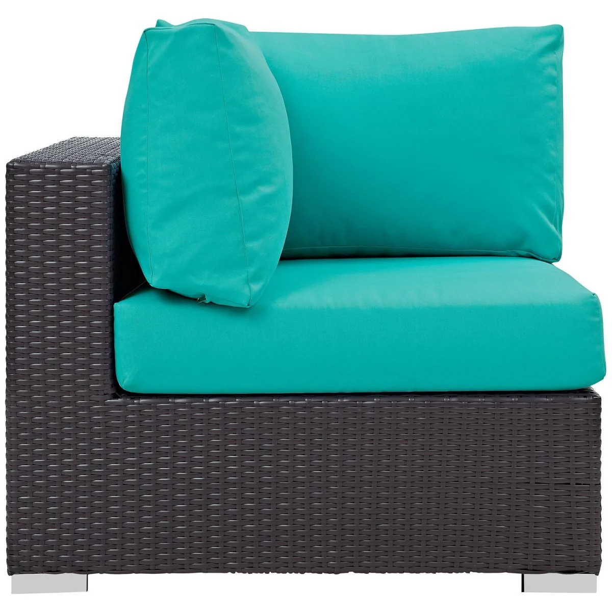 Espresso Wicker Outdoor Patio Corner Chair with Cushions for Outdoor Seating - Image 2