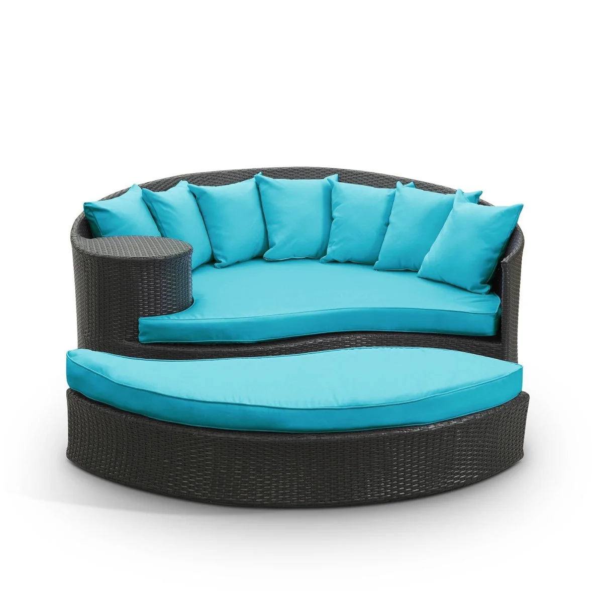 Espresso Wicker Outdoor Patio Daybed with Cushioned Seating and Weather-Resistant Frame - Image 6