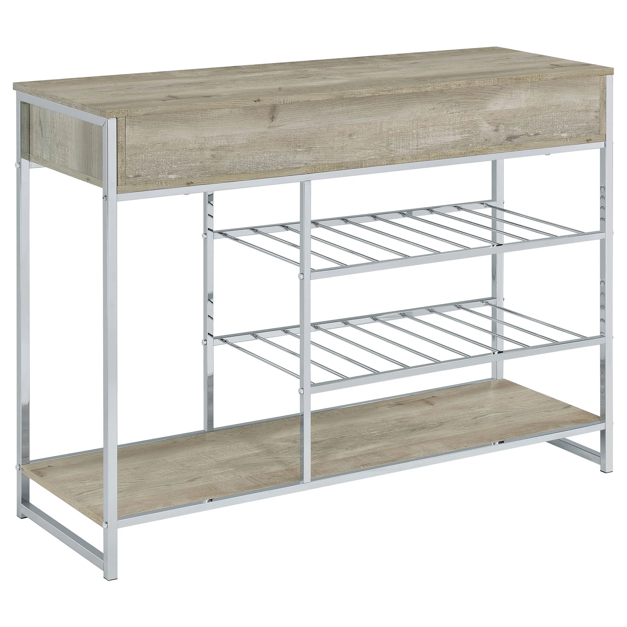 Ethel - 2 Drawer Home Bar Storage With Wine Rack - Oak - Image 6