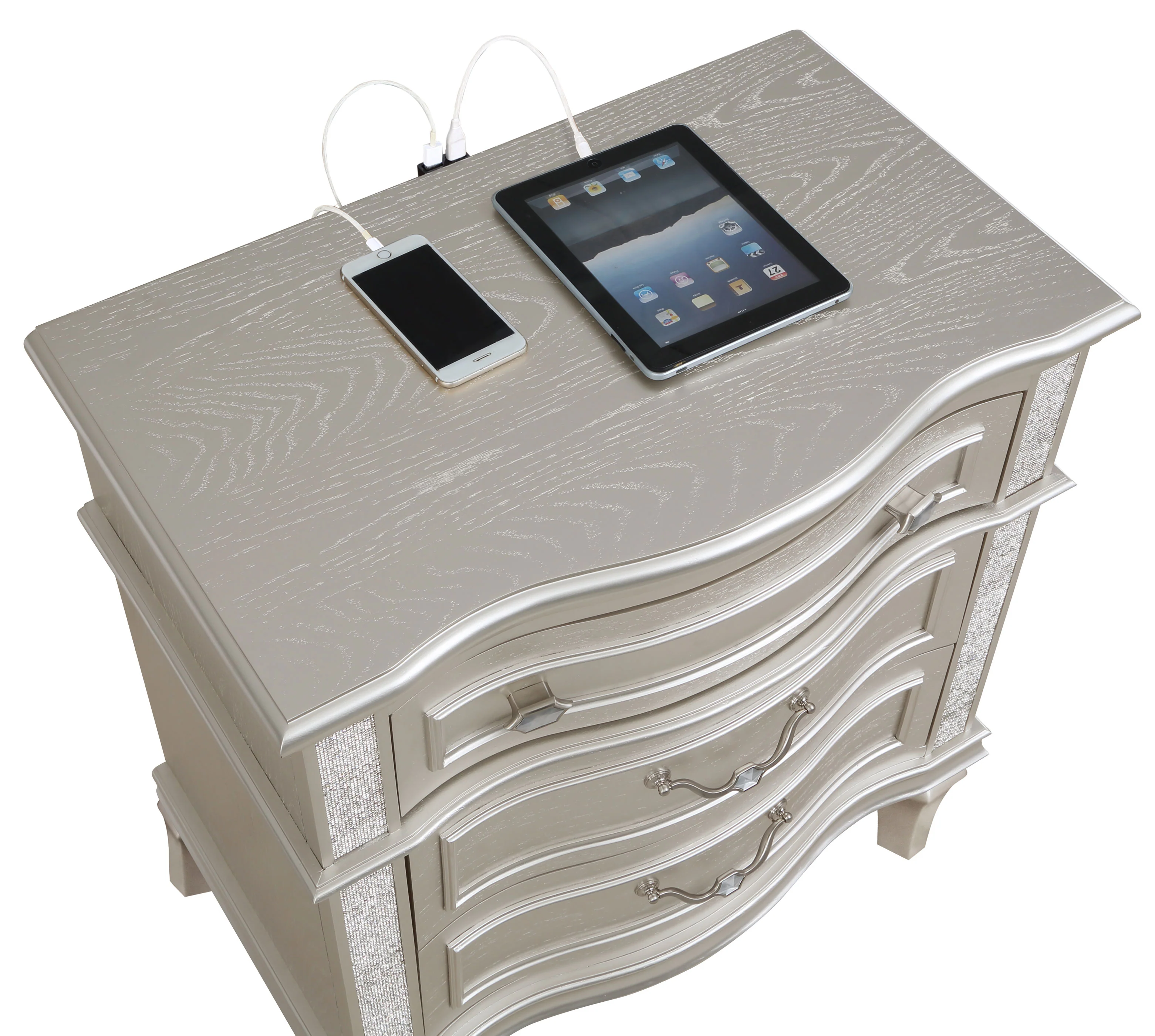 Evangeline 3-Drawer Nightstand Silver Oak - Image 12