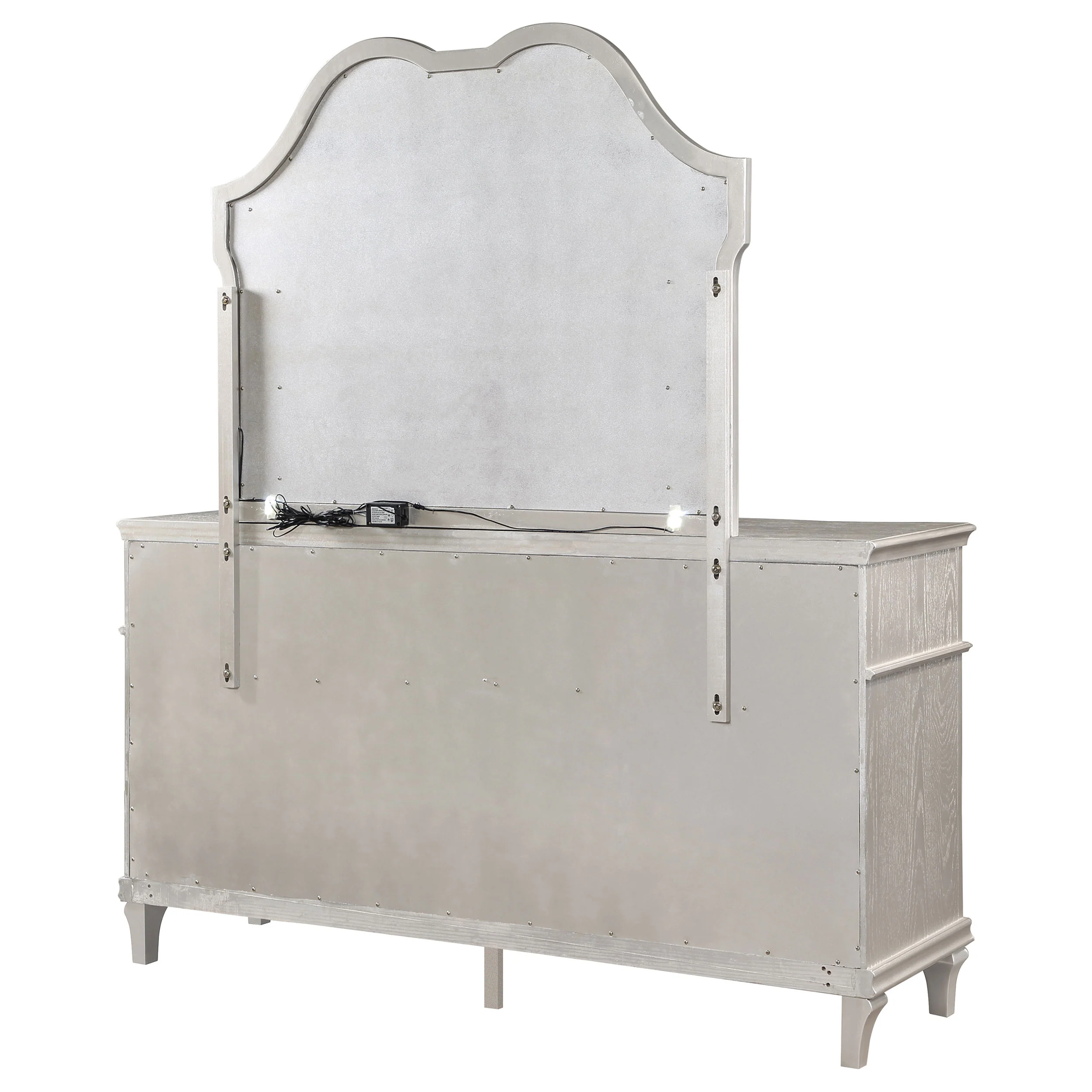 Evangeline 9-Drawer Dresser with Mirror Silver Oak - Image 6