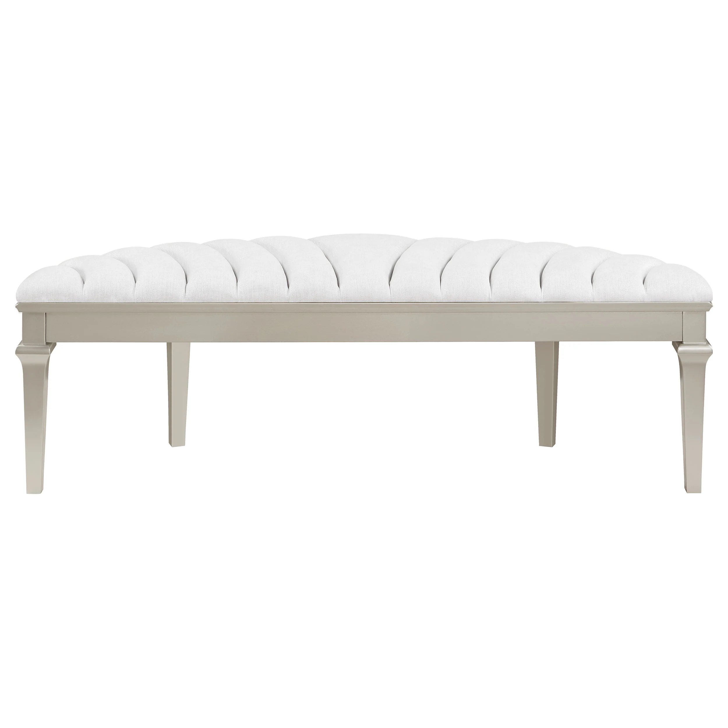 Evangeline Curved Fabric Upholstered Bench Silver Oak - Image 9