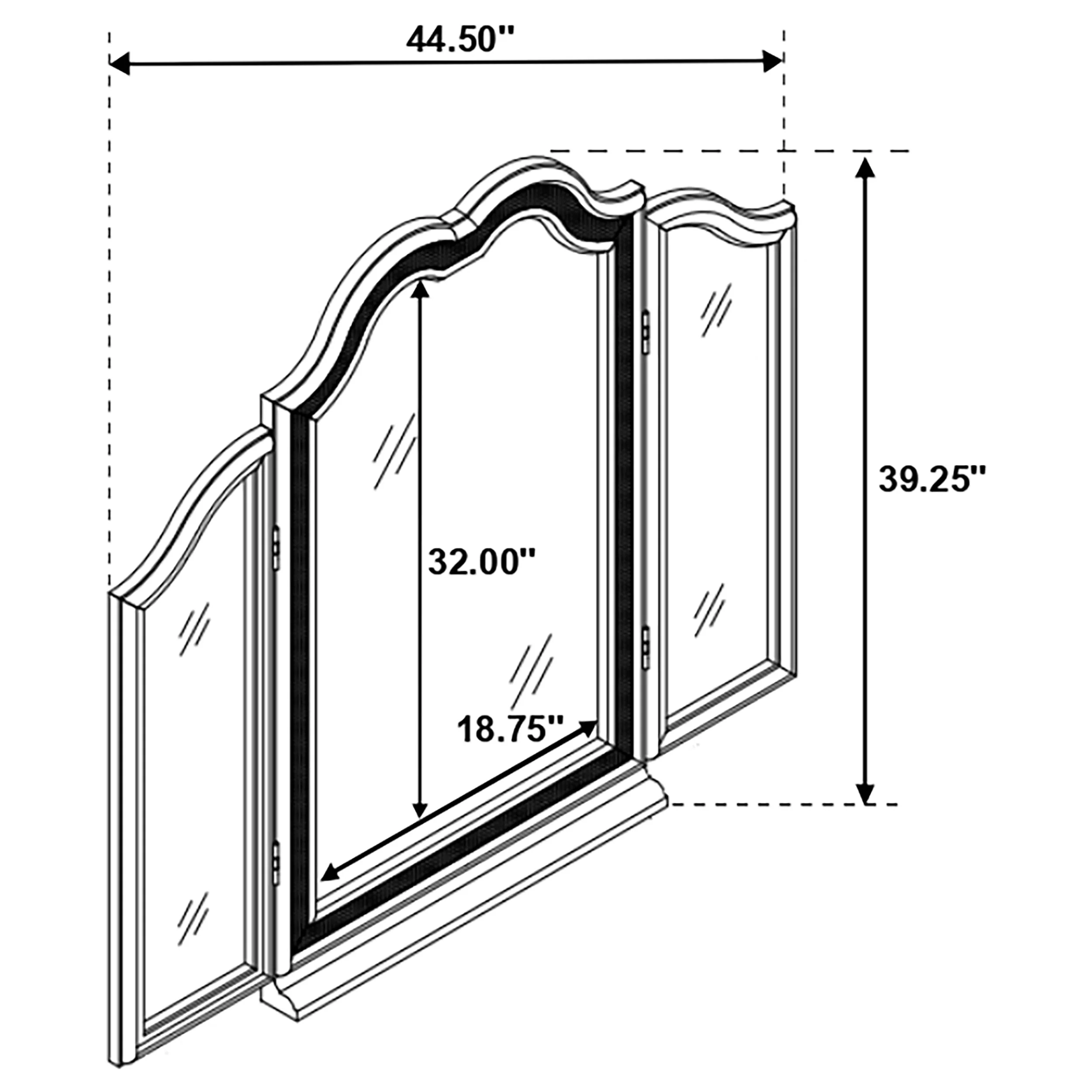 Evangeline Tri-Fold Vanity Mirror in Silver Oak - Image 3
