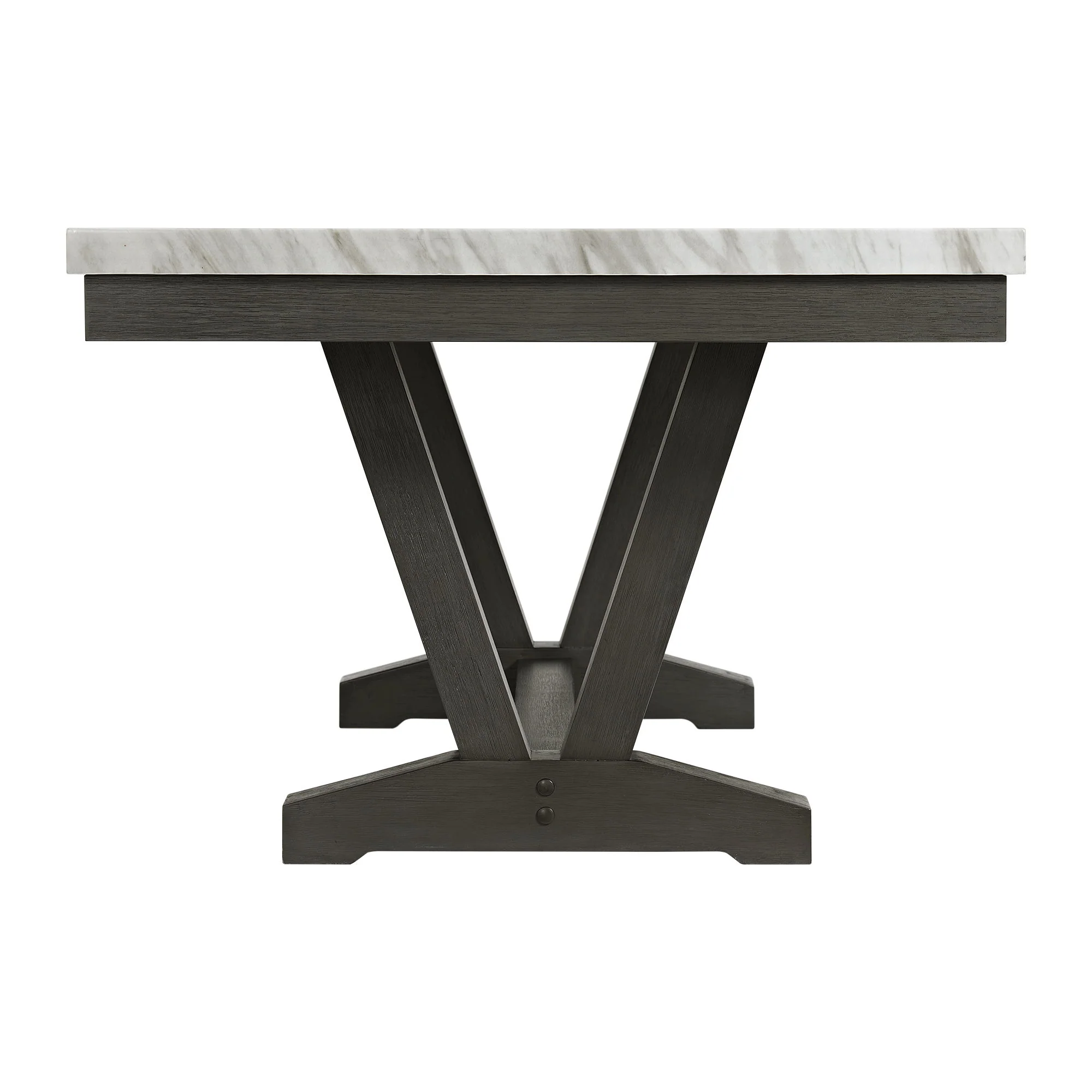 Everdeen - Dining Table With White Faux Marble Top - Charcoal - Image 2