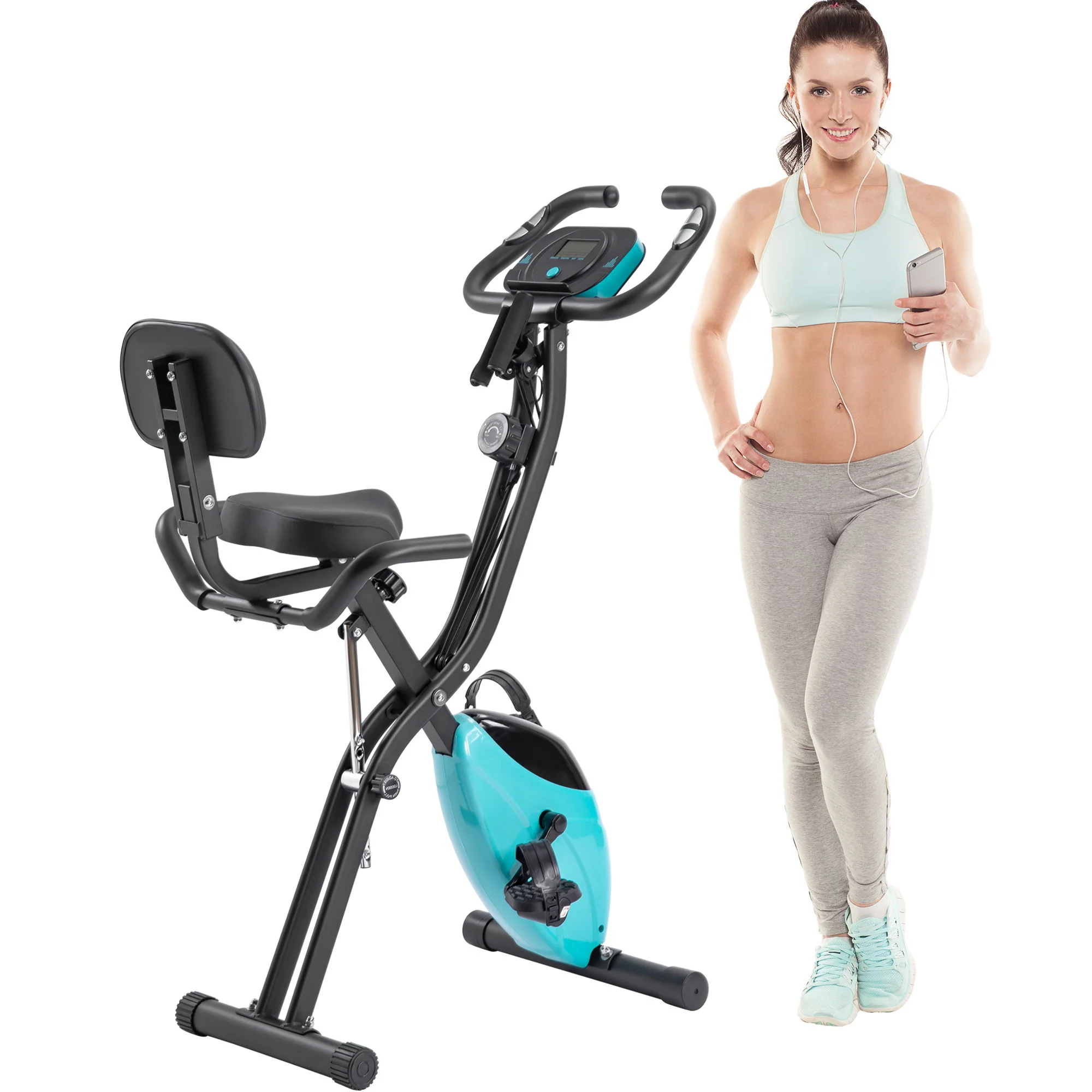 Exercise Bike Folding Stationary Bikes For Home With 16 Level Magnetic Resistance - Image 22