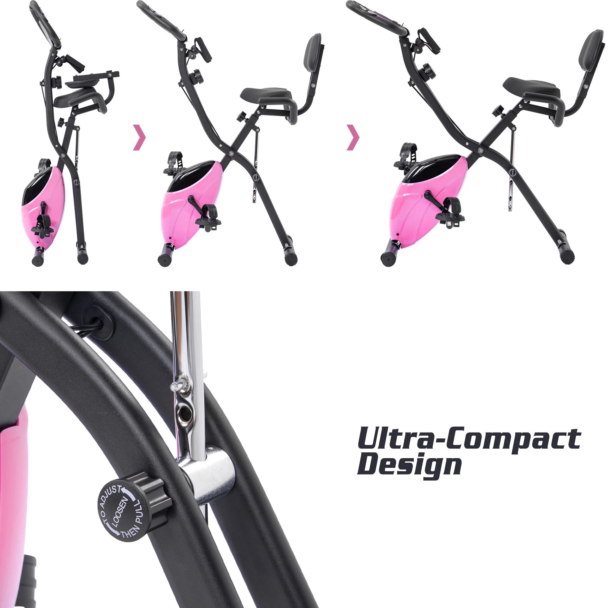 Exercise Bike Folding Stationary Bikes For Home With 16 Level Magnetic Resistance - Image 24