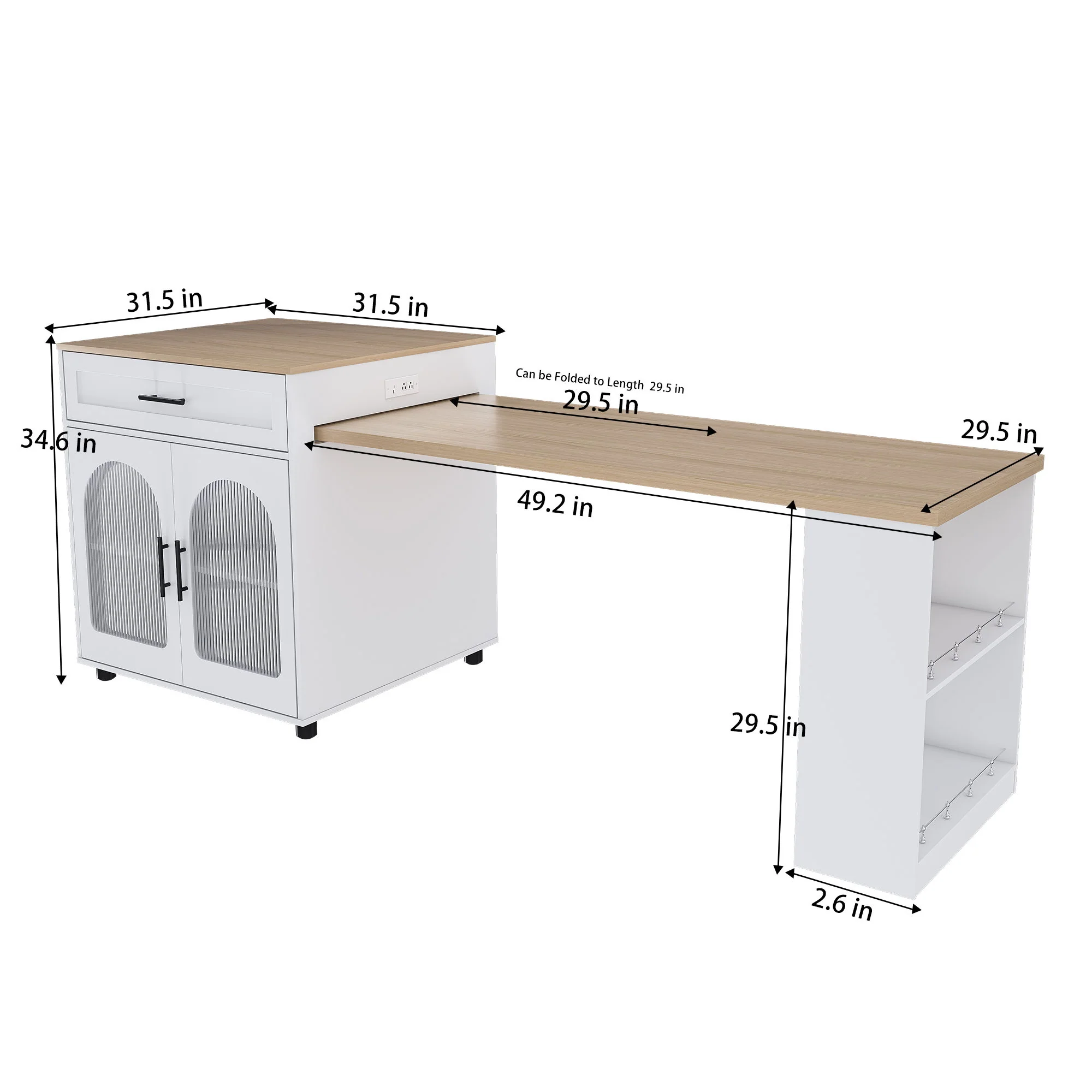 Expandable Kitchen Island With Power Outlet - Image 13