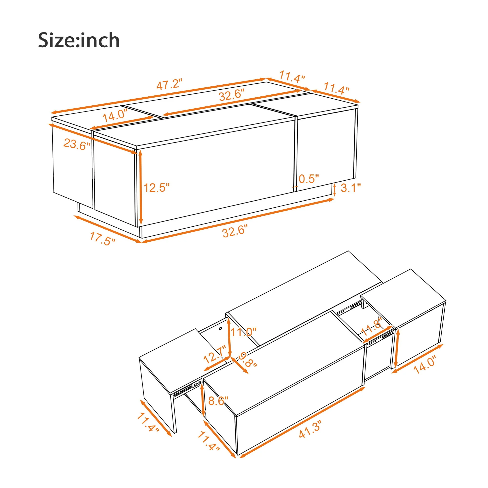 Extendable Coffee Table With 2 Hidden Storage Space And 2 Drawers For Living Room - Image 13