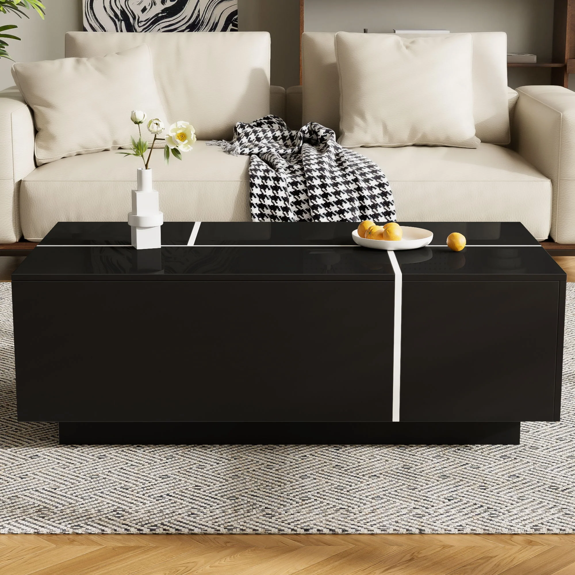 Extendable Coffee Table With 2 Hidden Storage Space And 2 Drawers For Living Room - Image 16