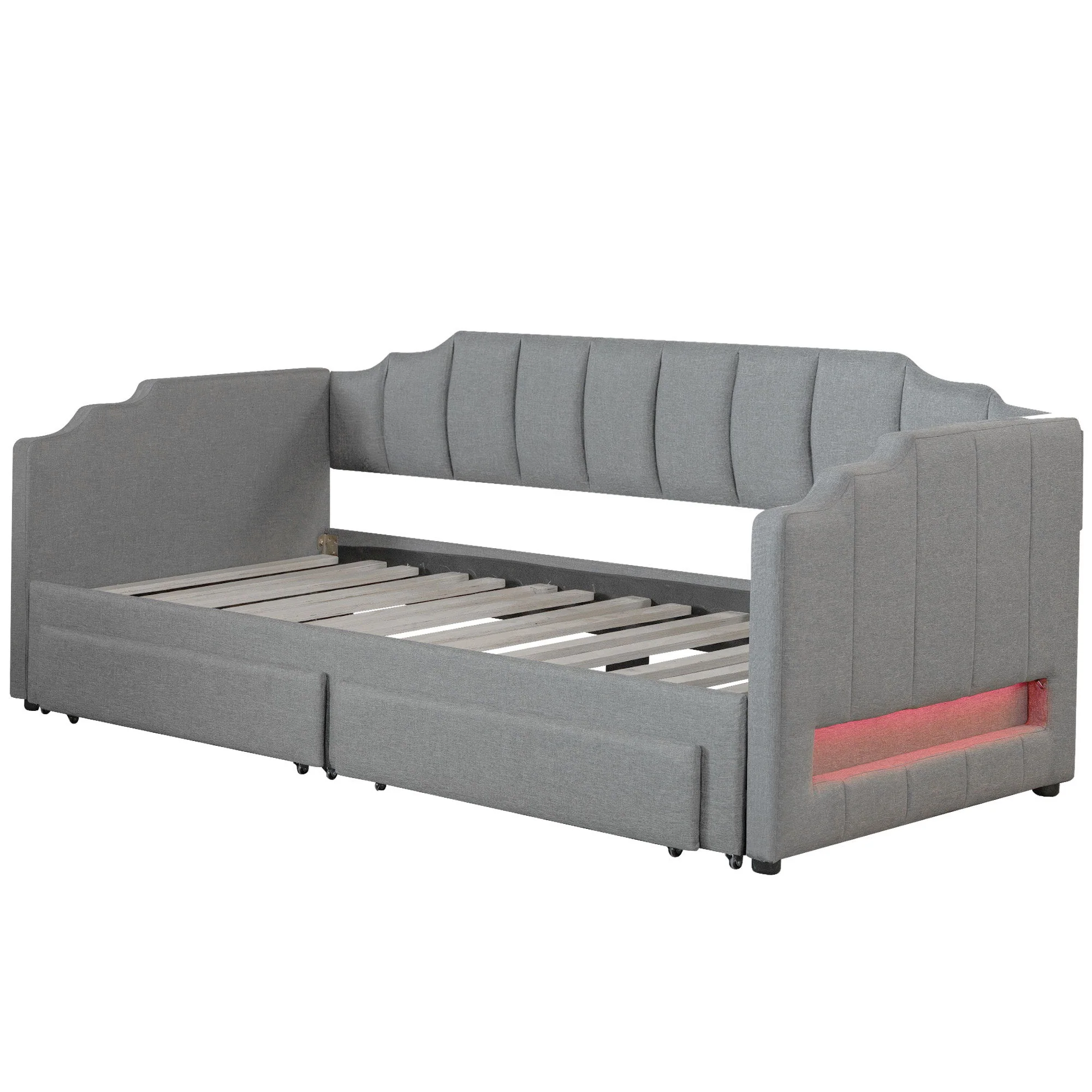 Extendable Daybed With LED Light And 2 Storage Drawers - Image 12