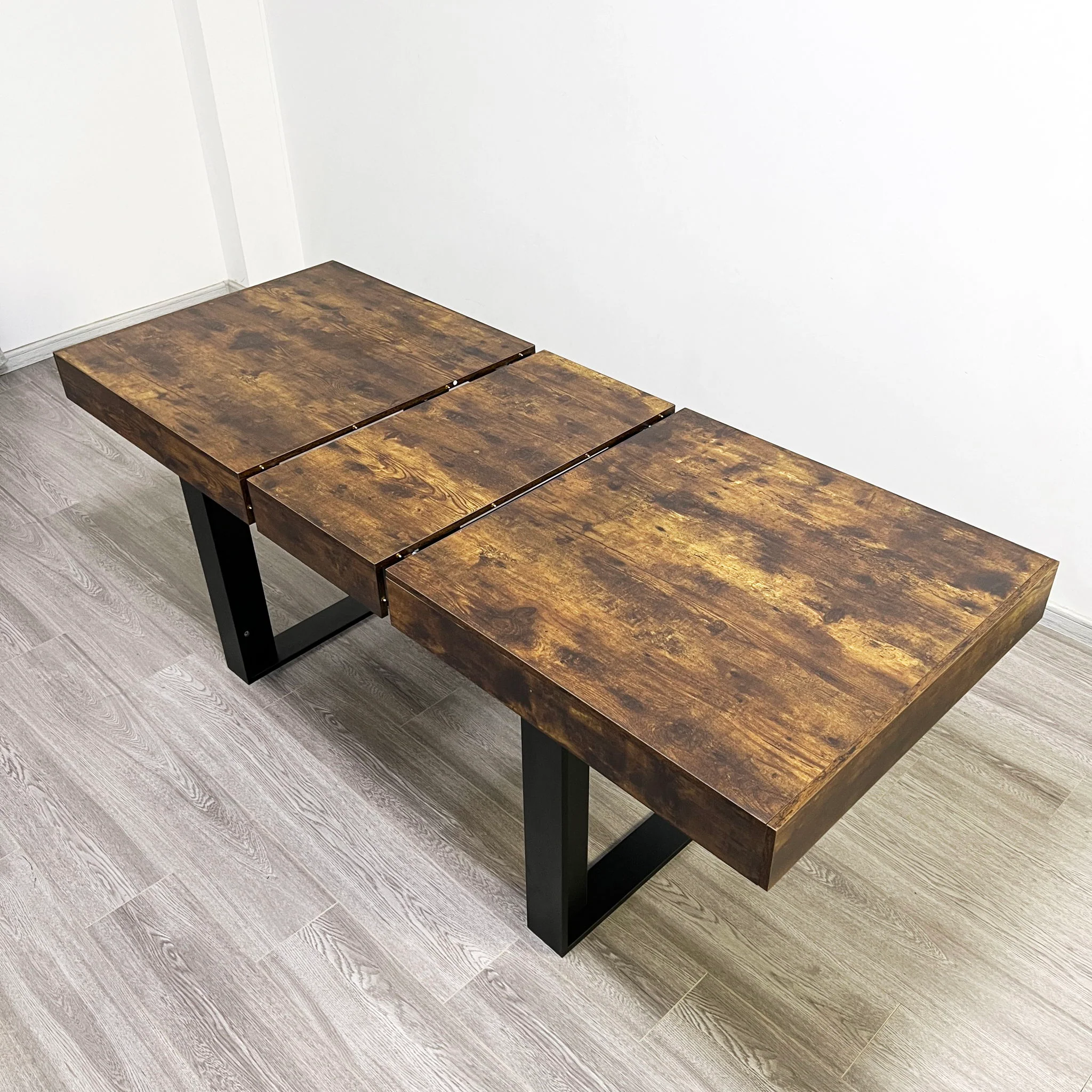 Extendable Dining Room Table For 6 8 10, Modern Farmhouse Wooden Kitchen Expanding Table, Long Large Expandable Dining Room Conference Table - Deep Rustic Brown - Image 6