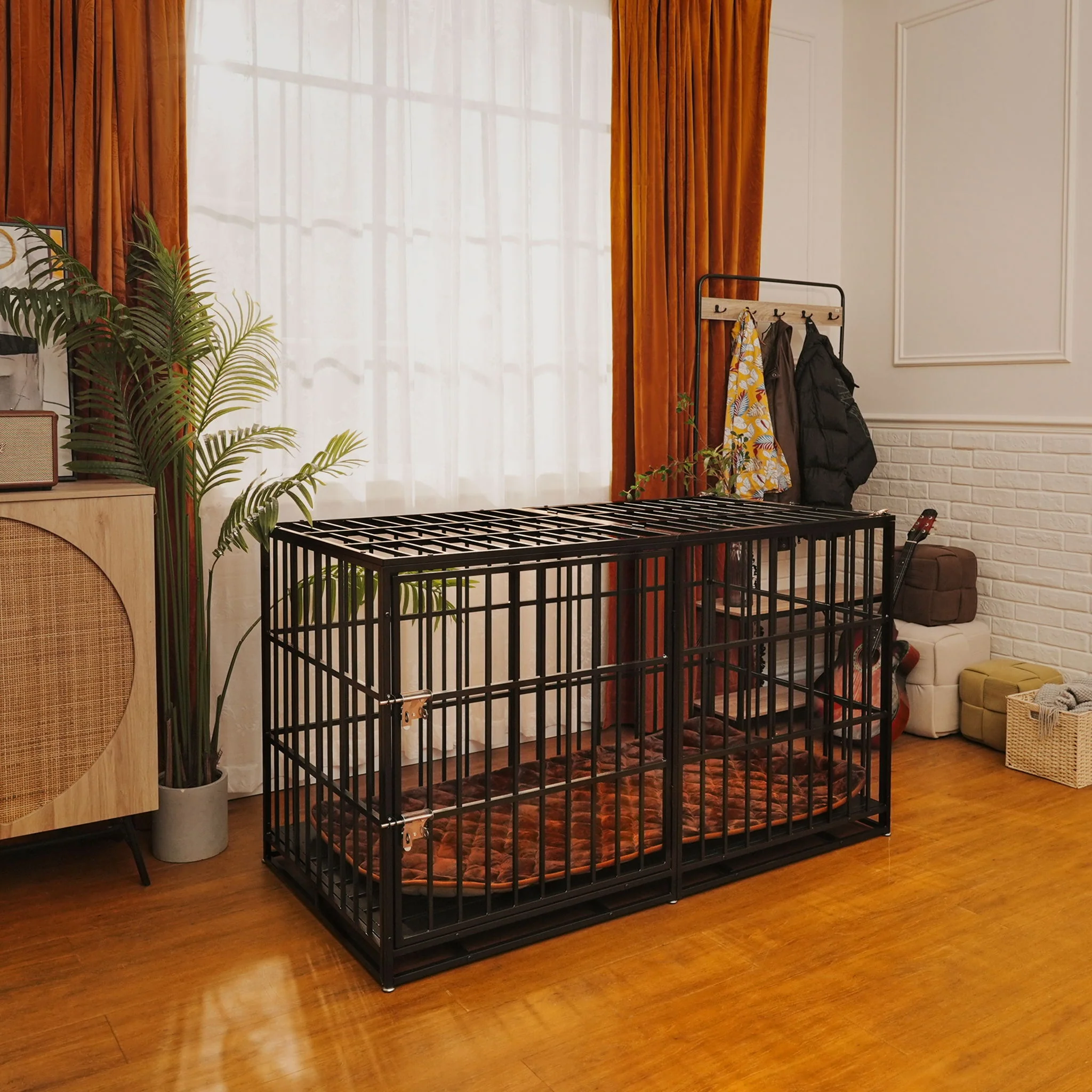 Extra Large Heavy Duty Dog Crate With Removable Pans For Dogs - Black - Image 9