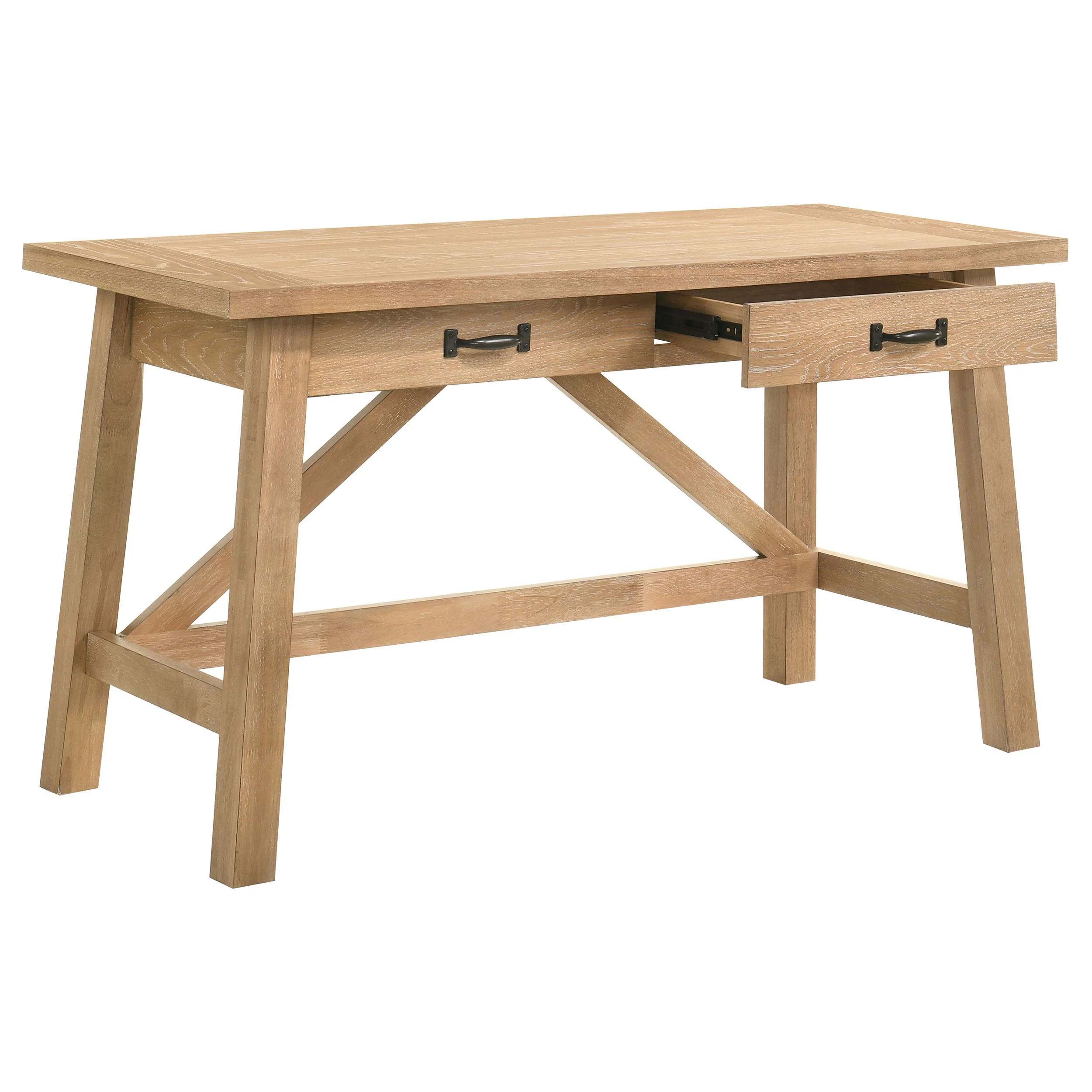 Fabian 54-Inch 2-Drawer Writing Desk, Distressed Light Brown - Image 3