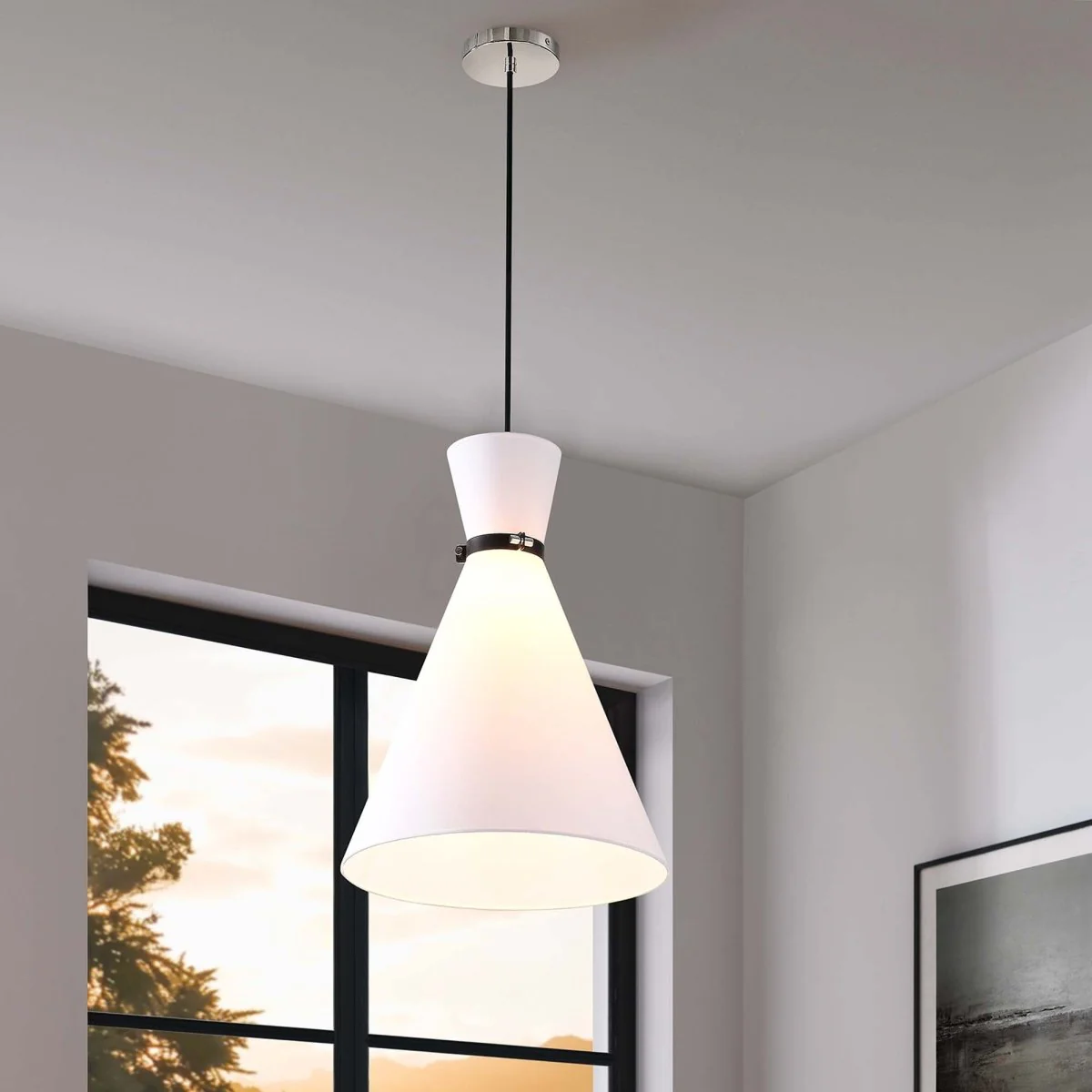 Fabric Shade Pendant – Modern Hanging Ceiling Light Fixture for Dining Room & Kitchen - Image 10