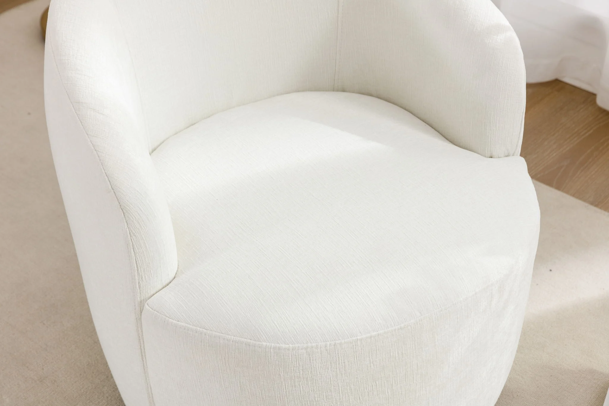Fabric Swivel Accent Armchair Barrel Chair With Powder Coating Metal Ring - Image 8