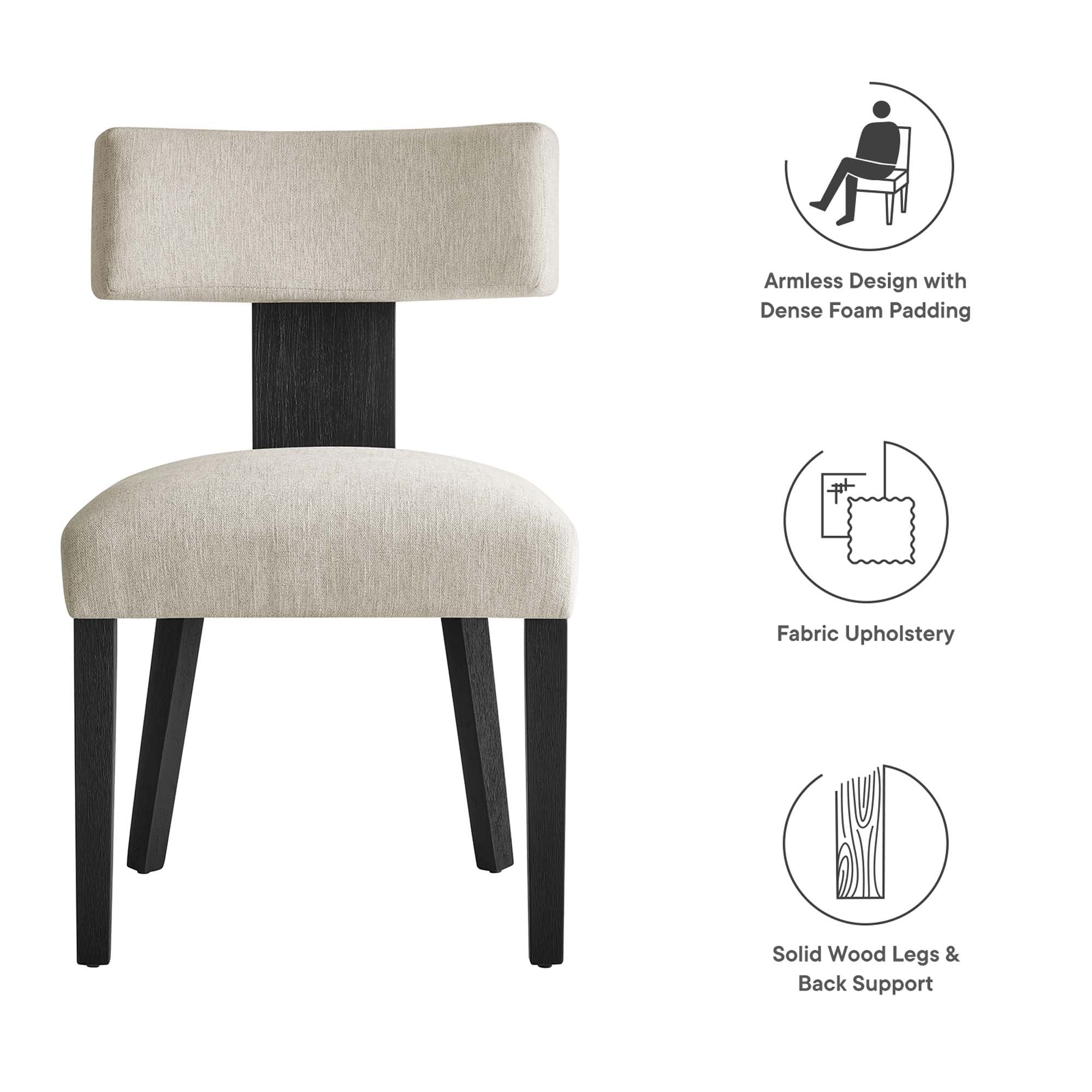 Fabric Upholstered Armless Dining Chair Set of 2 – Modern Wood Base - Image 32