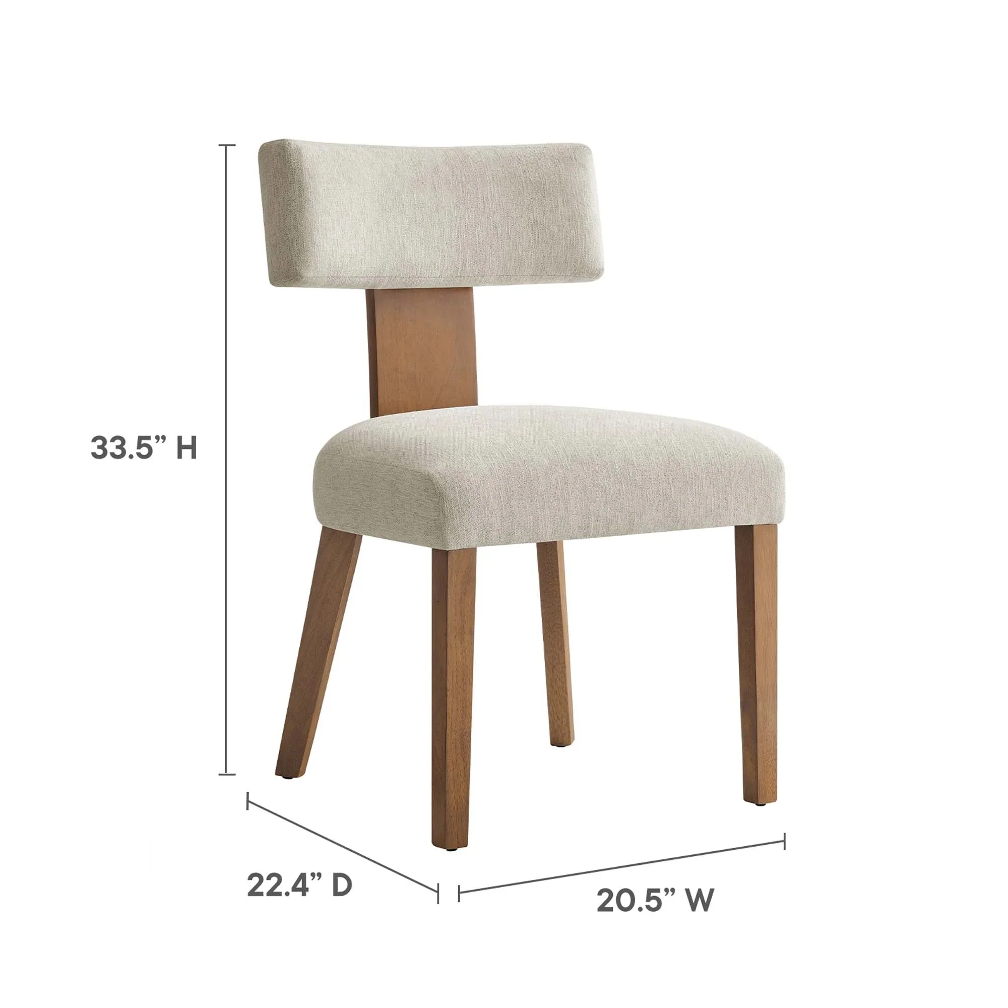 Fabric Upholstered Armless Dining Chair Set of 2 – Modern Wood Base - Image 43