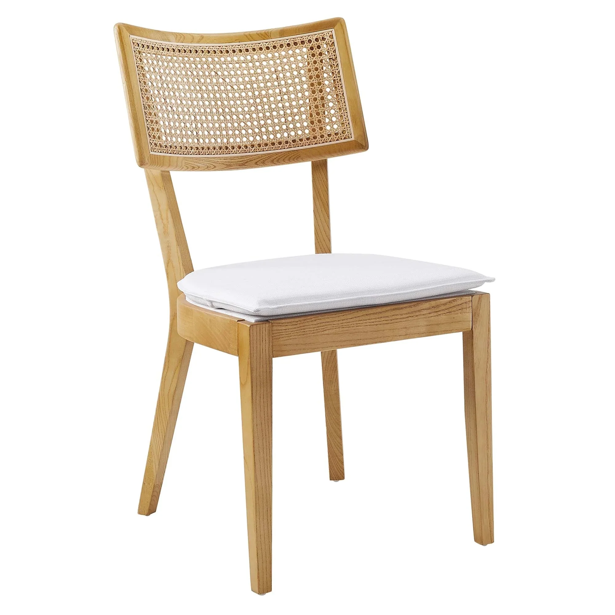 Fabric Upholstered Elm Wood Dining Chair Set with Cane Back – Set of 2 - Image 34