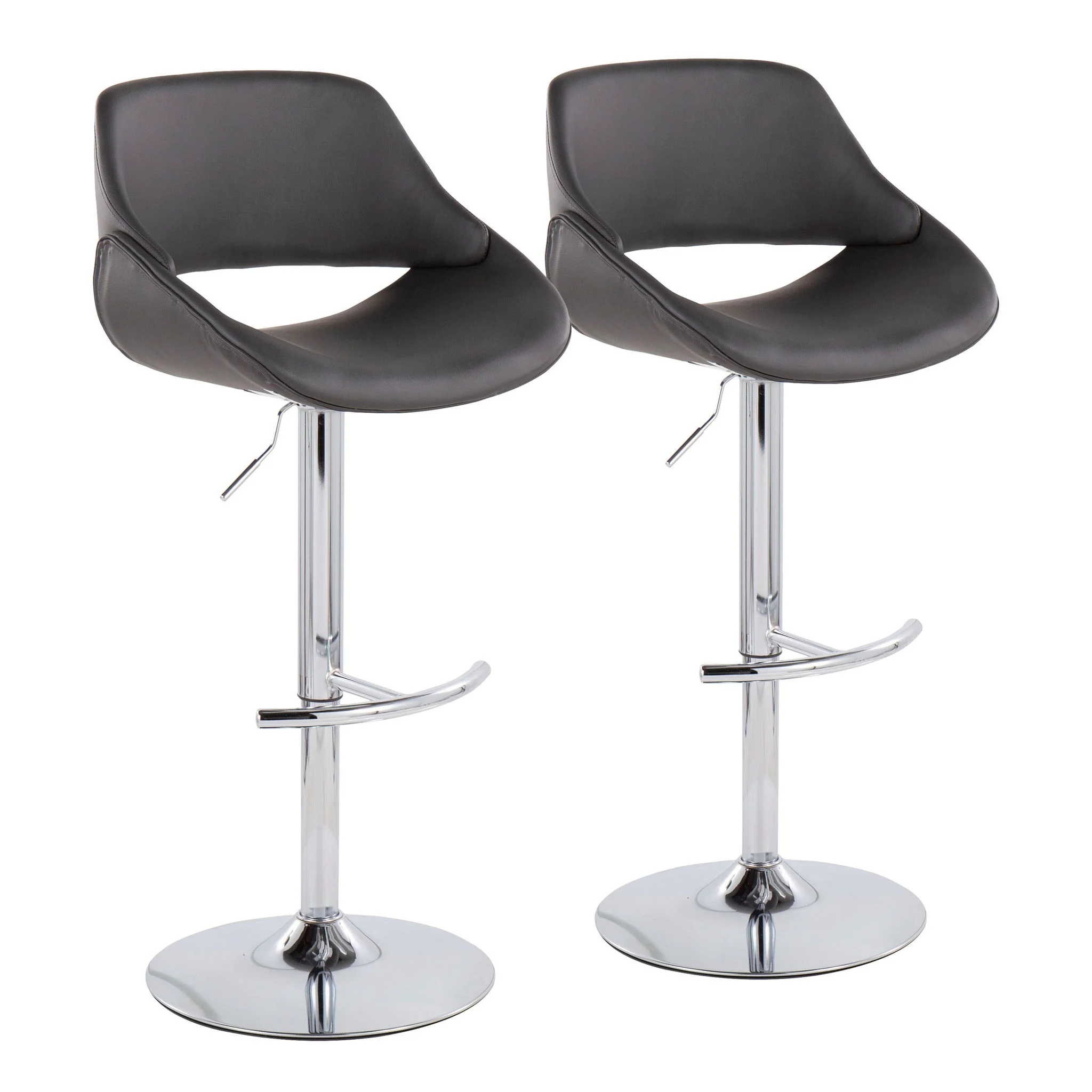 Fabrico - Contemporary Adjustable Bar Stool With Rounded T Footrest (Set of 2) - Image 3