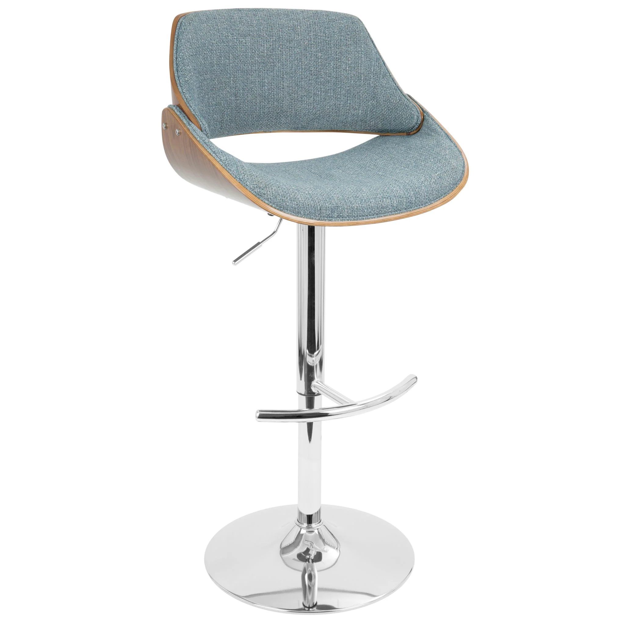 Fabrizzi - Mid Century Modern Adjustable Barstool With Swivel With Rounded T Footrest (Set of 3) - Image 7