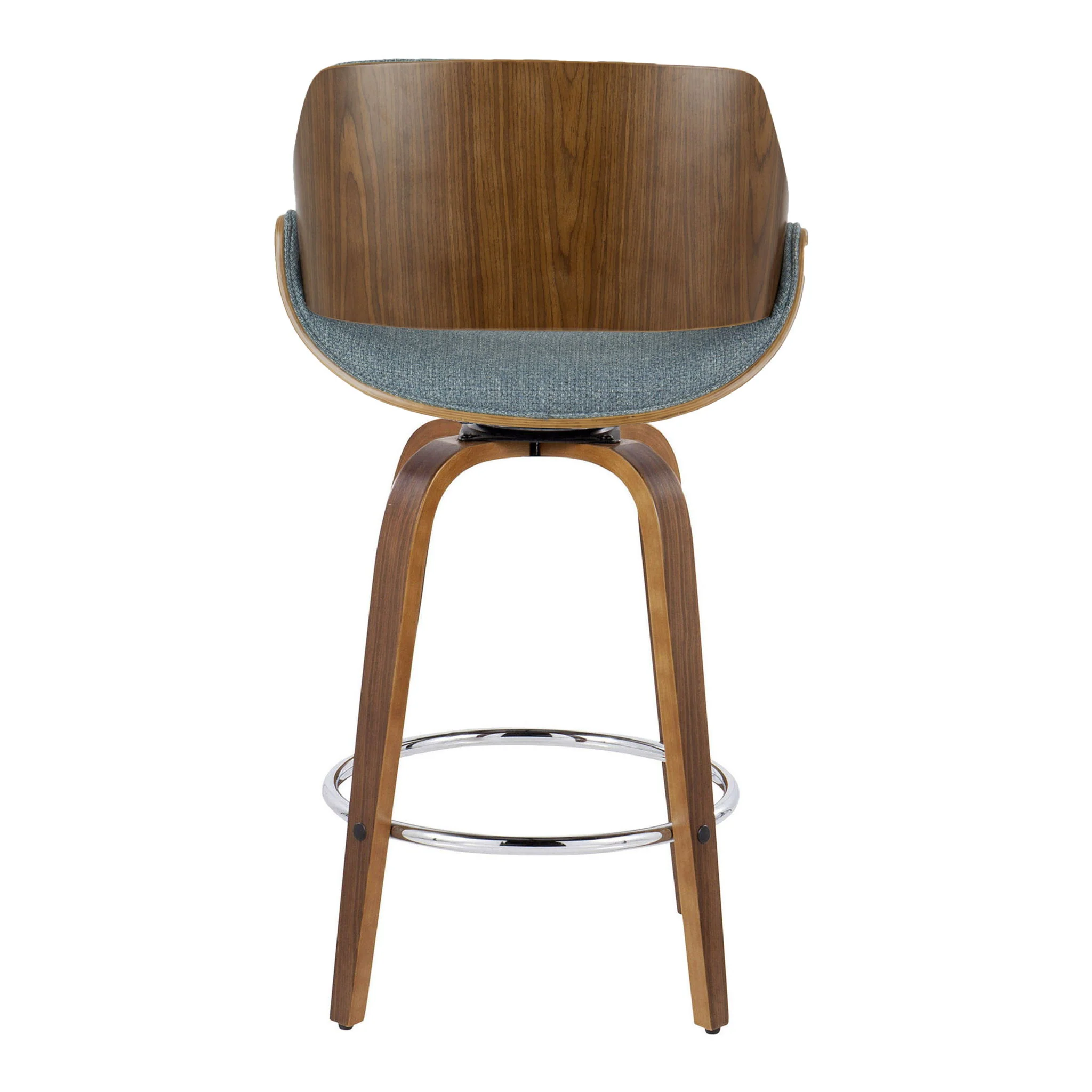 Fabrizzi - Mid Century Modern Fixed Height Counter Stool With Swivel With Round Footrest (Set of 2) - Image 6