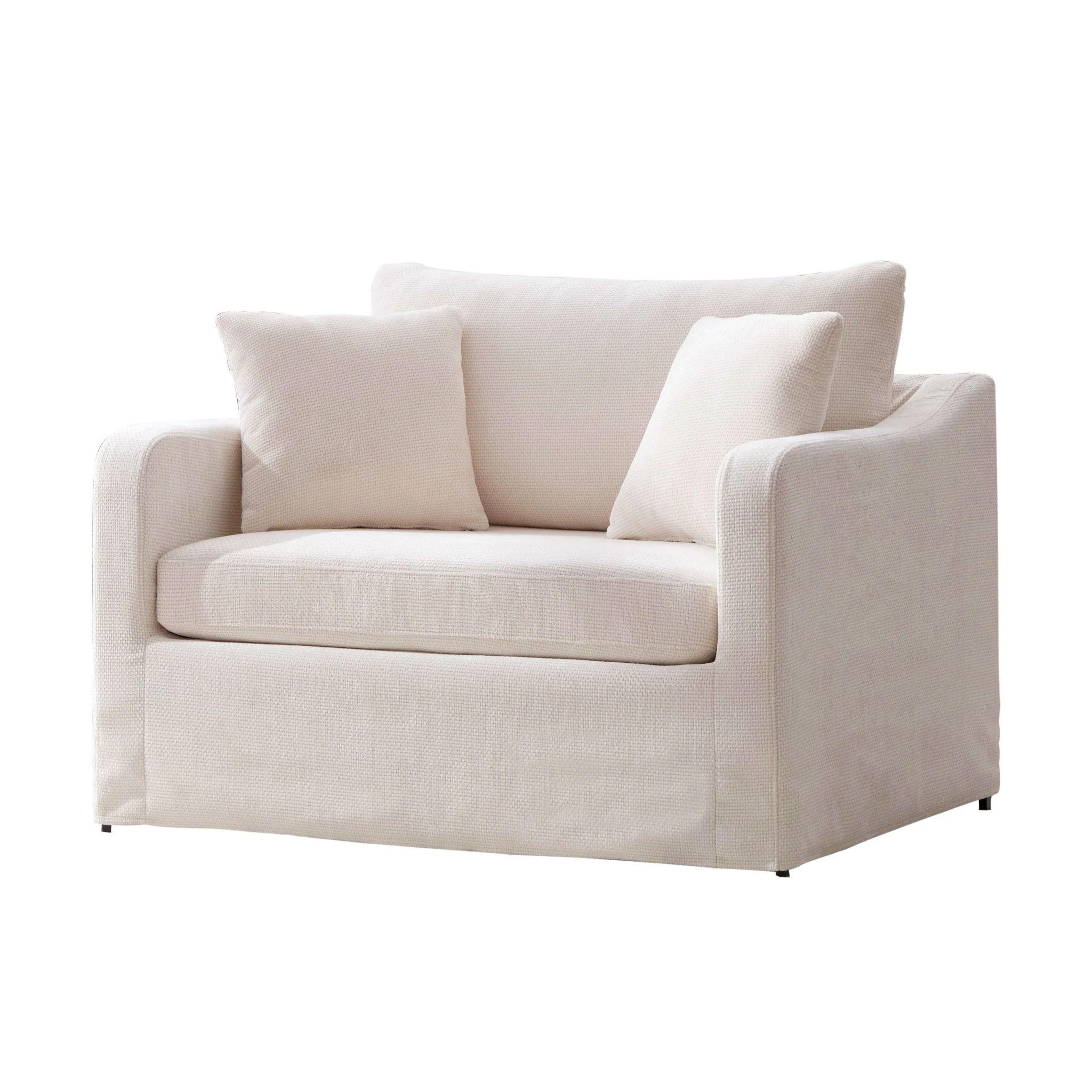 Farmhouse Accent Chair With 2 Bolster Pillows