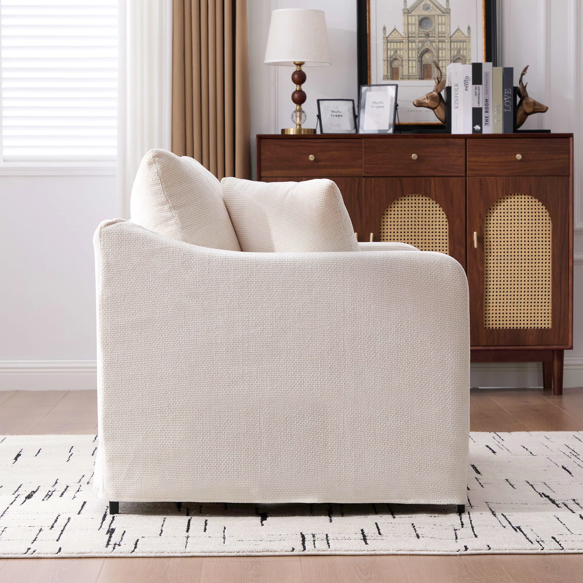 Farmhouse Accent Chair With 2 Bolster Pillows - Image 25