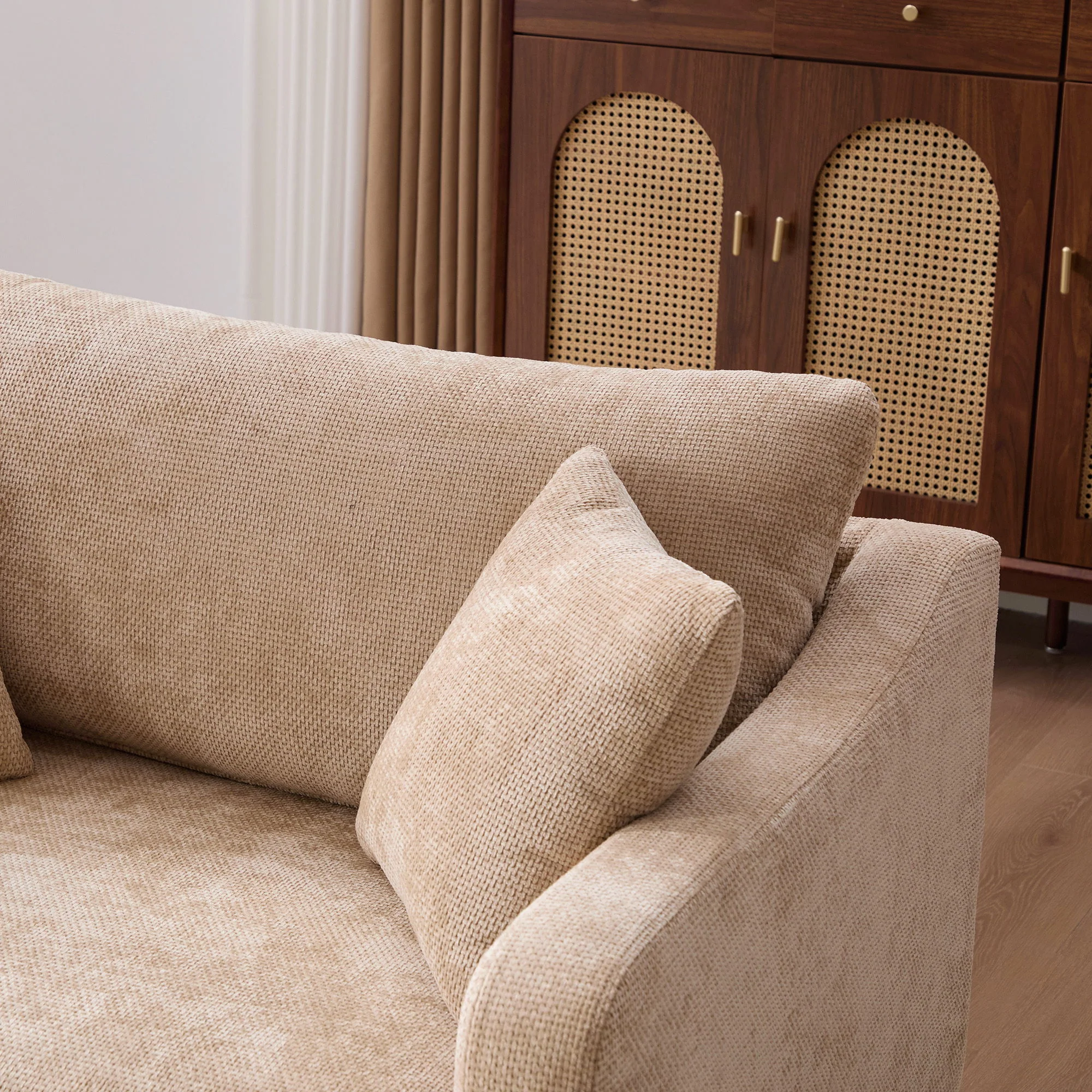 Farmhouse Accent Chair With 2 Bolster Pillows - Image 5