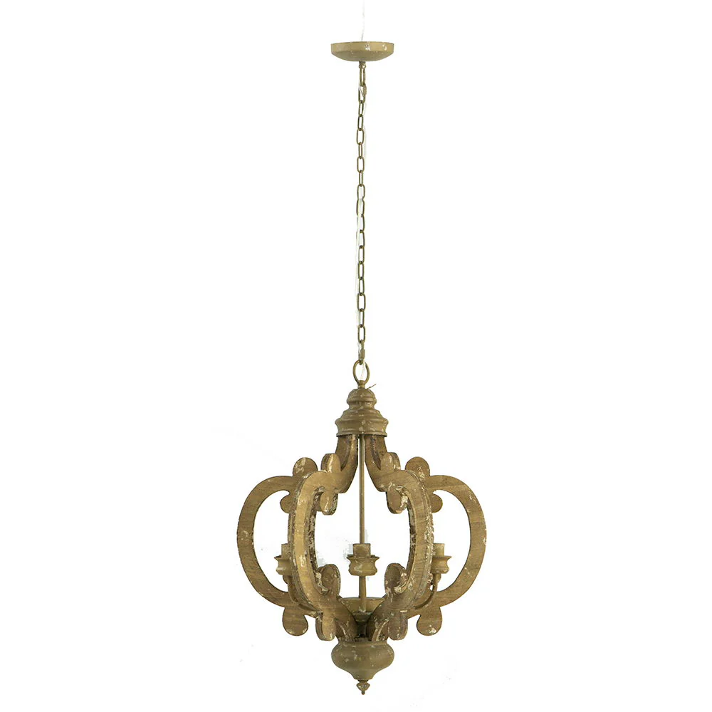 Farmhouse Chandelier, 6 Light Wood Chandelier Pendant Light Fixture With Adjustable Chain For Dining Room Living Room Entryway, Bulb Not Included - Image 11