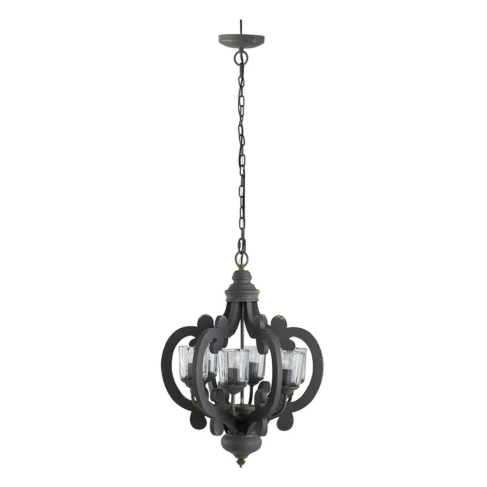 Farmhouse Chandelier, 6 Light Wood Chandelier Pendant Light Fixture With Adjustable Chain For Dining Room Living Room Entryway, Bulb Not Included - Image 13