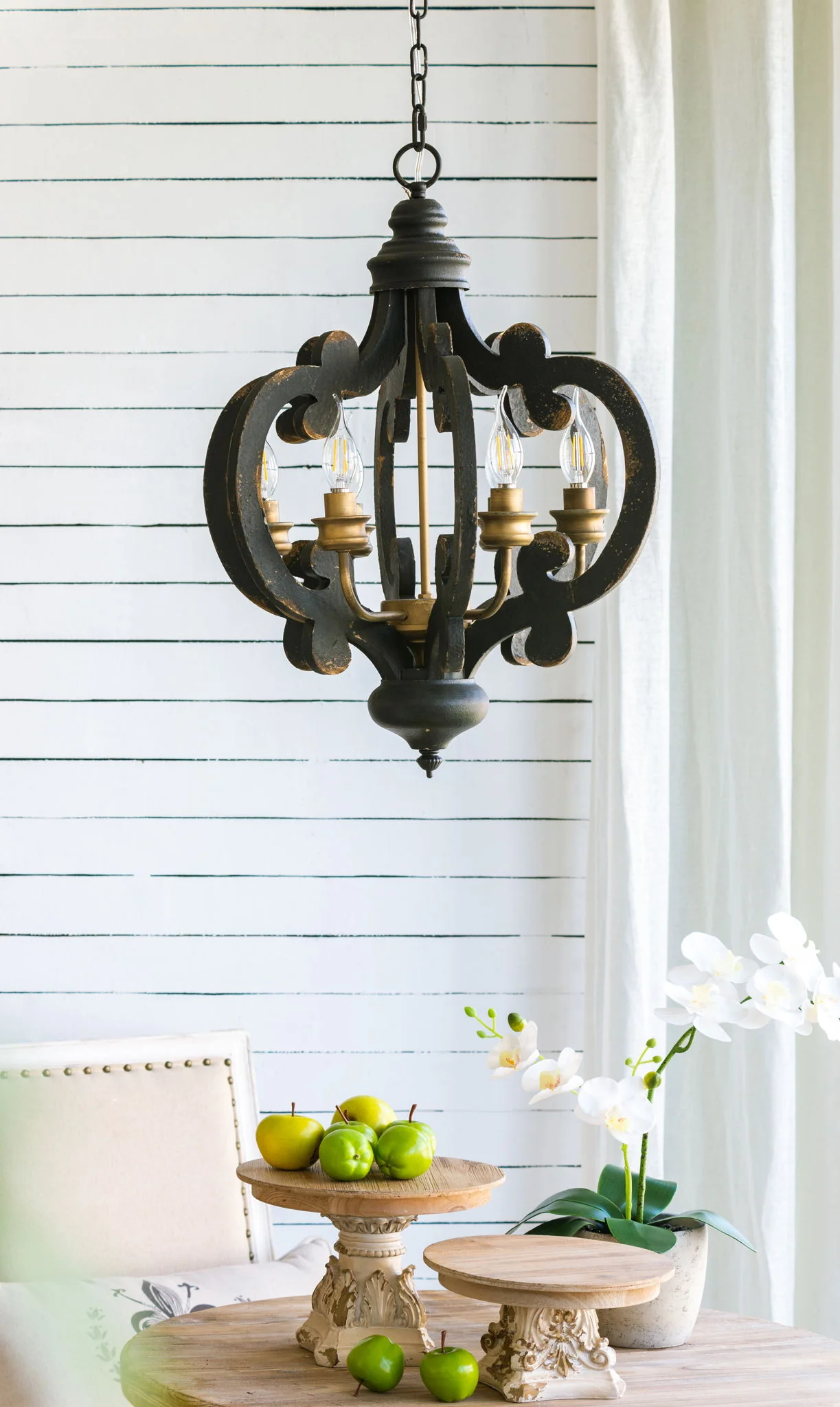 Farmhouse Chandelier, 6 Light Wood Chandelier Pendant Light Fixture With Adjustable Chain For Dining Room Living Room Entryway, Bulb Not Included - Image 20