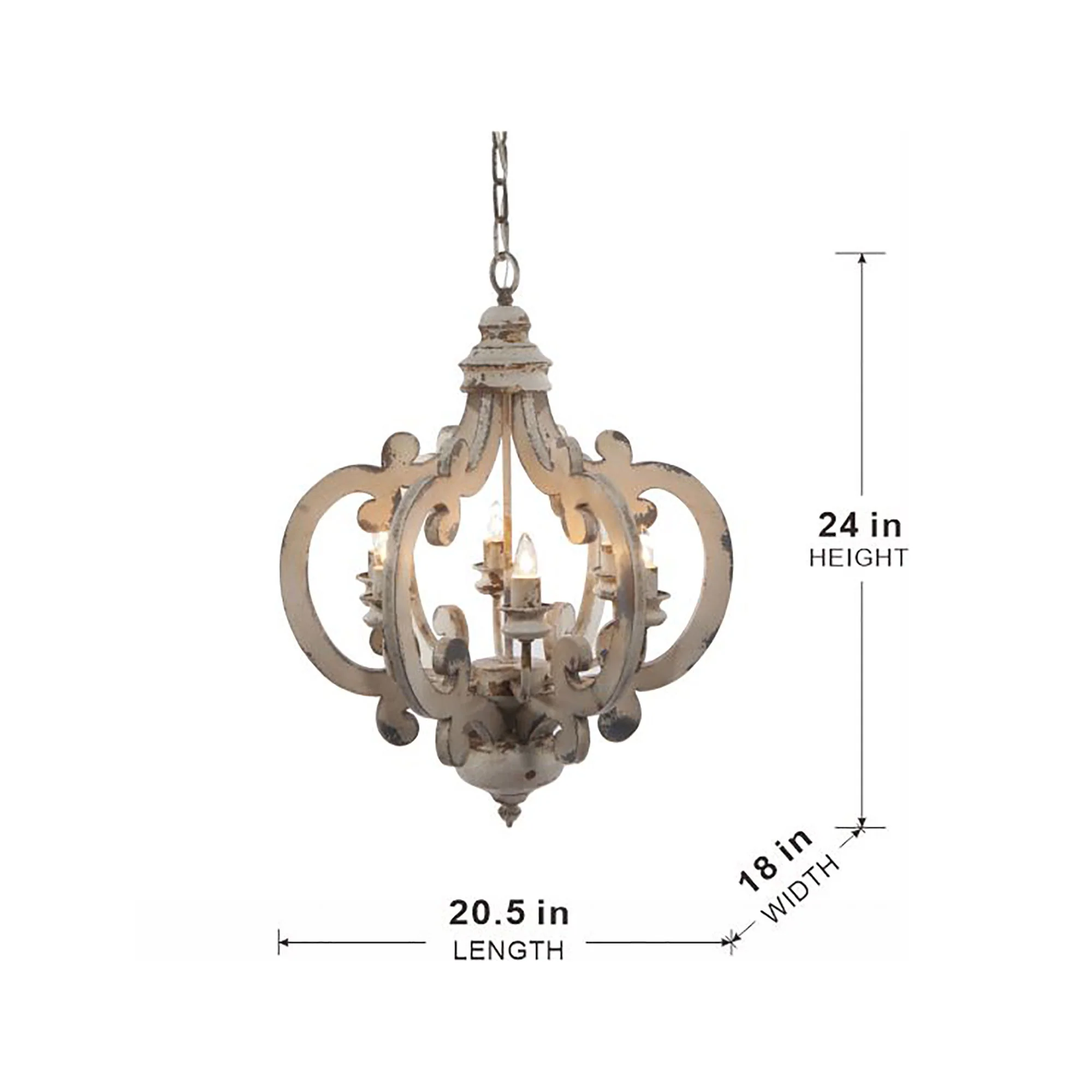Farmhouse Chandelier, 6 Light Wood Chandelier Pendant Light Fixture With Adjustable Chain For Dining Room Living Room Entryway, Bulb Not Included - Image 21