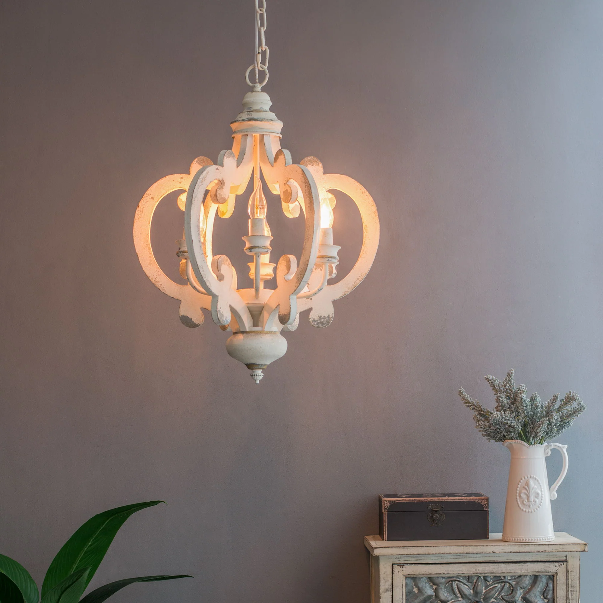 Farmhouse Chandelier, 6 Light Wood Chandelier Pendant Light Fixture With Adjustable Chain For Dining Room Living Room Entryway, Bulb Not Included - Image 23