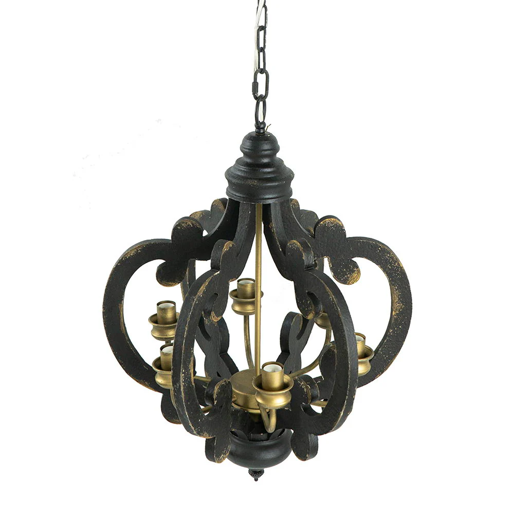 Farmhouse Chandelier, 6 Light Wood Chandelier Pendant Light Fixture With Adjustable Chain For Dining Room Living Room Entryway, Bulb Not Included - Image 34