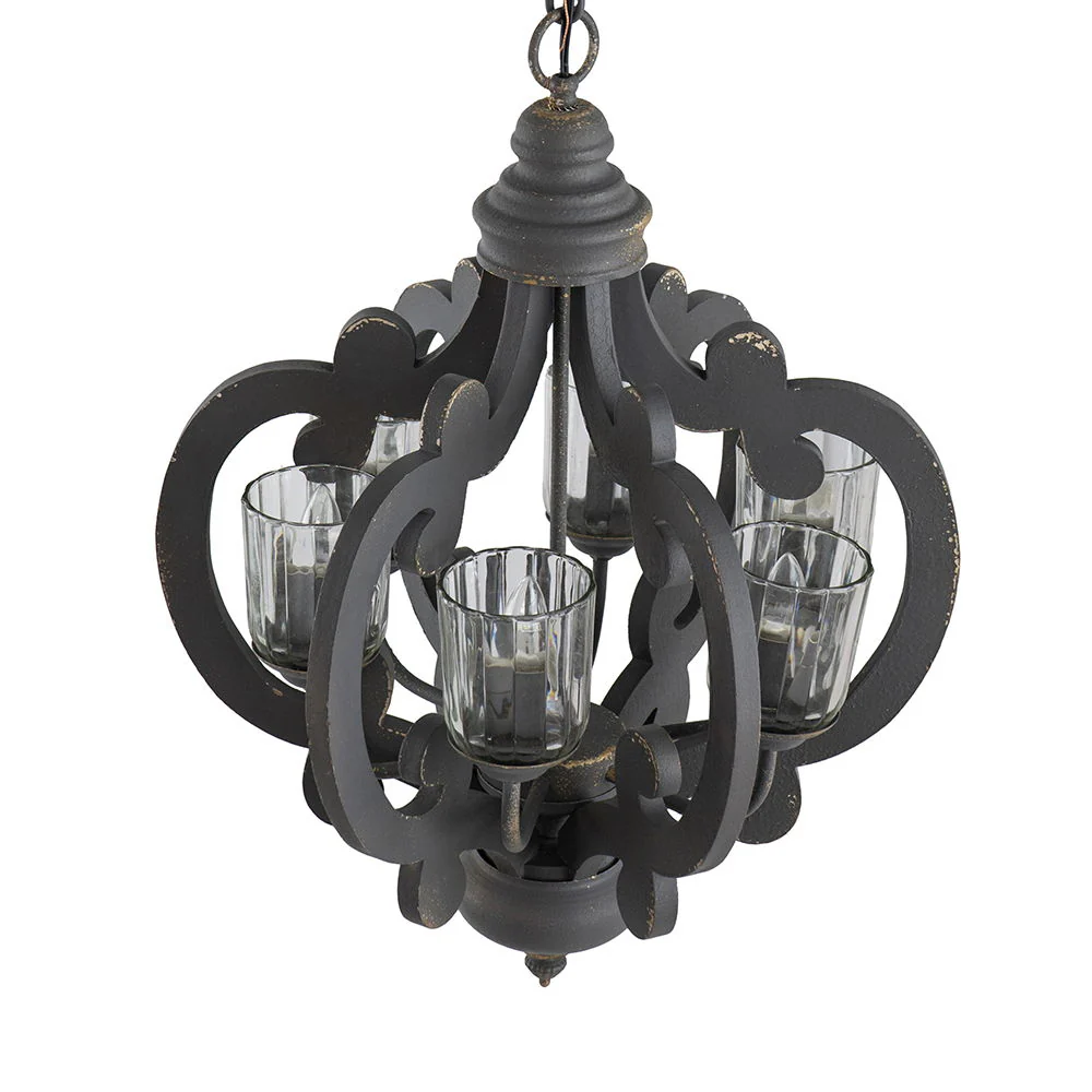 Farmhouse Chandelier, 6 Light Wood Chandelier Pendant Light Fixture With Adjustable Chain For Dining Room Living Room Entryway, Bulb Not Included - Image 35