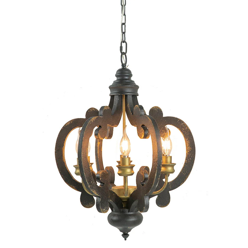Farmhouse Chandelier, 6 Light Wood Chandelier Pendant Light Fixture With Adjustable Chain For Dining Room Living Room Entryway, Bulb Not Included - Image 36