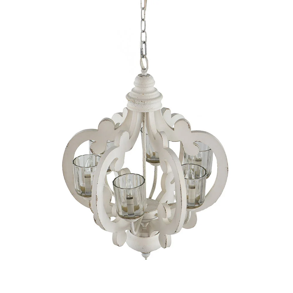 Farmhouse Chandelier, 6 Light Wood Chandelier Pendant Light Fixture With Adjustable Chain For Dining Room Living Room Entryway, Bulb Not Included - Image 38