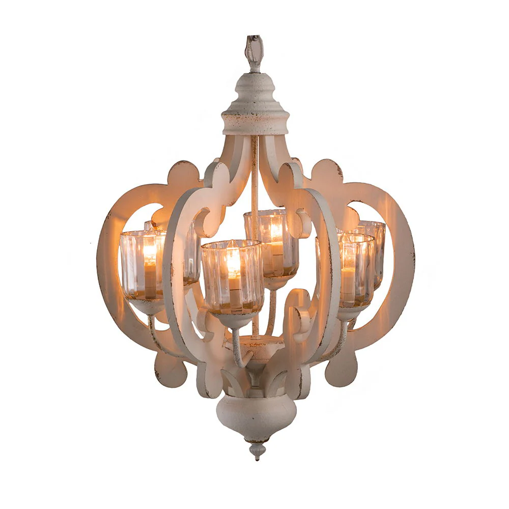 Farmhouse Chandelier, 6 Light Wood Chandelier Pendant Light Fixture With Adjustable Chain For Dining Room Living Room Entryway, Bulb Not Included - Image 40