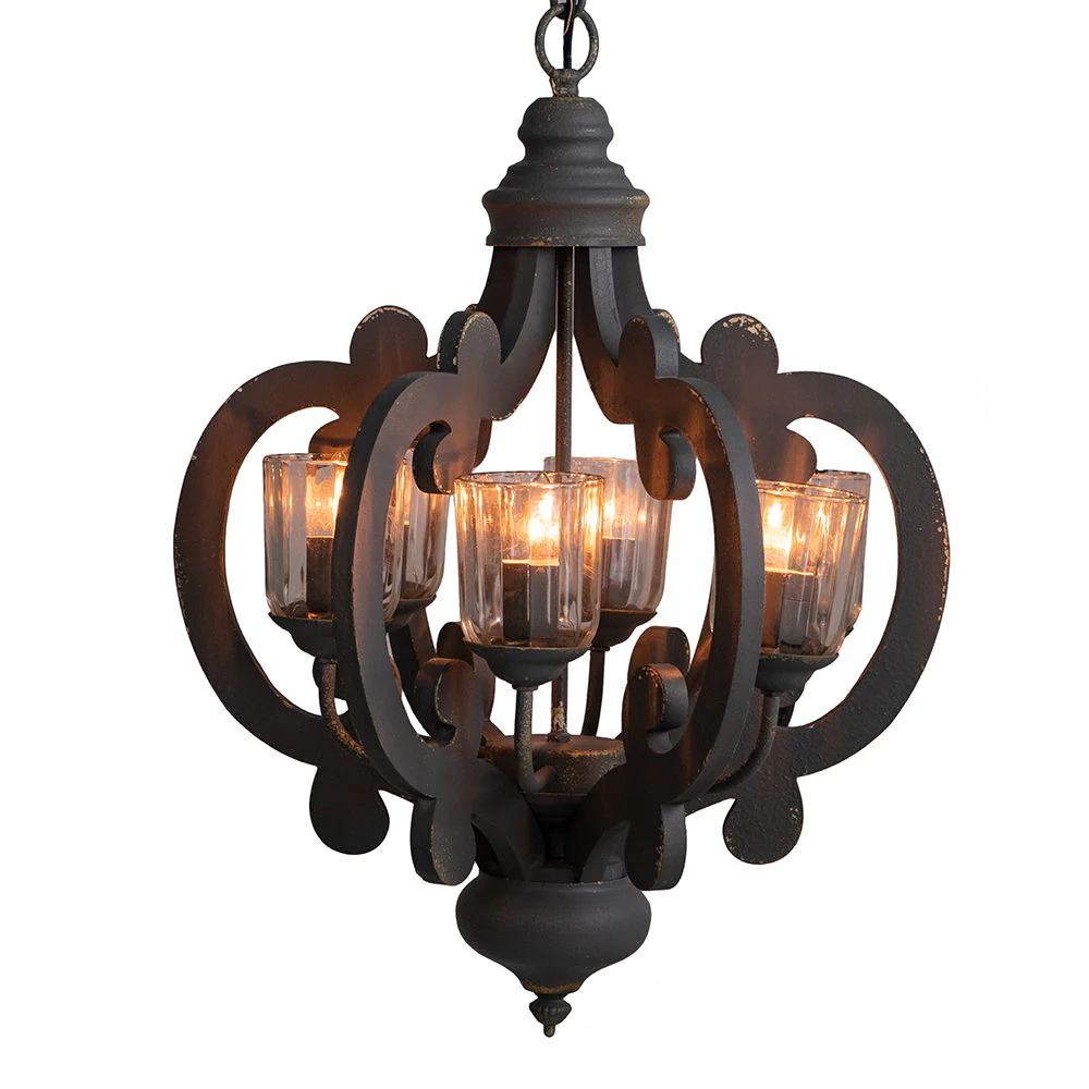 Farmhouse Chandelier, 6 Light Wood Chandelier Pendant Light Fixture With Adjustable Chain For Dining Room Living Room Entryway, Bulb Not Included - Image 7