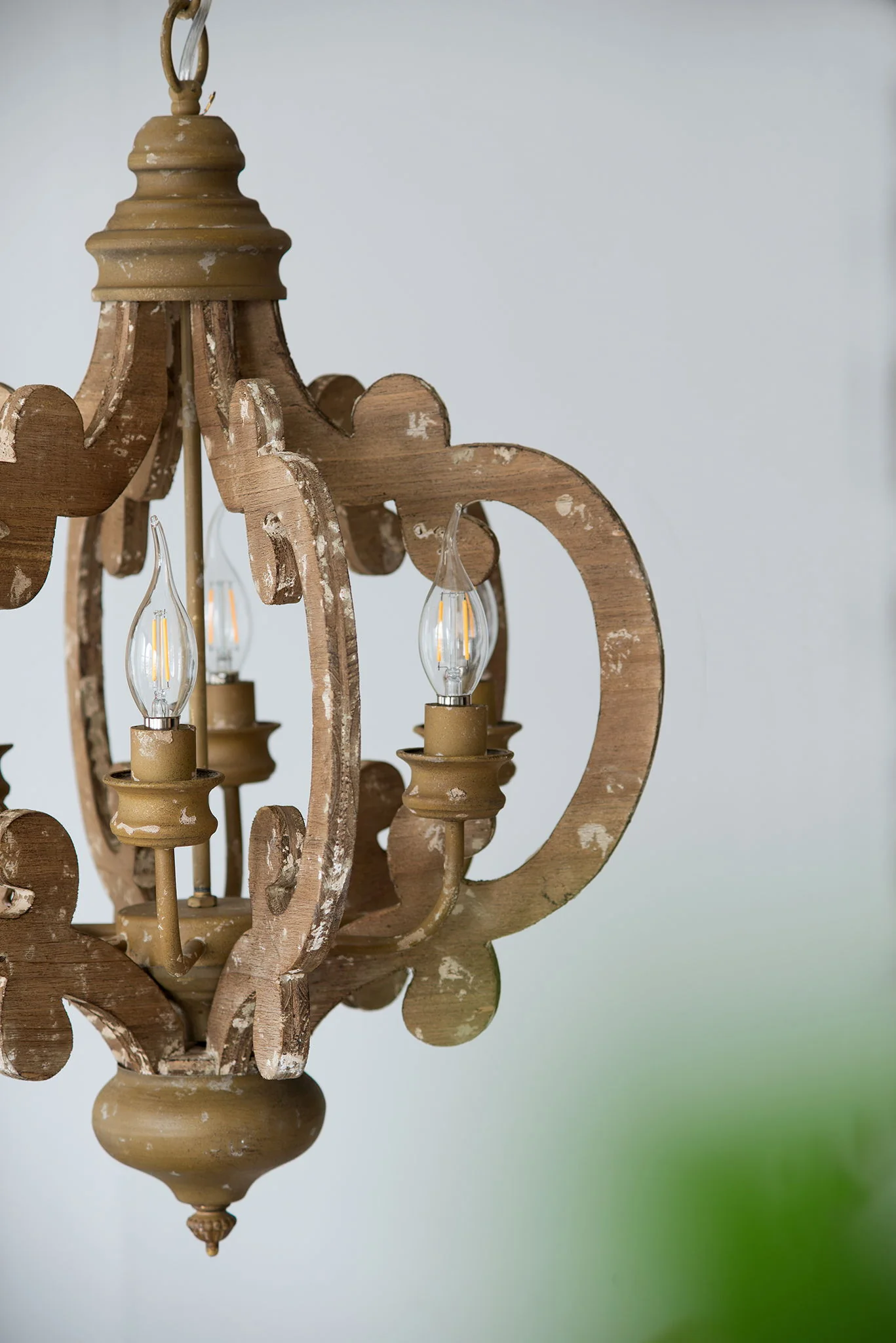 Farmhouse Chandelier, 6 Light Wood Chandelier Pendant Light Fixture With Adjustable Chain For Dining Room Living Room Entryway, Bulb Not Included - Image 9