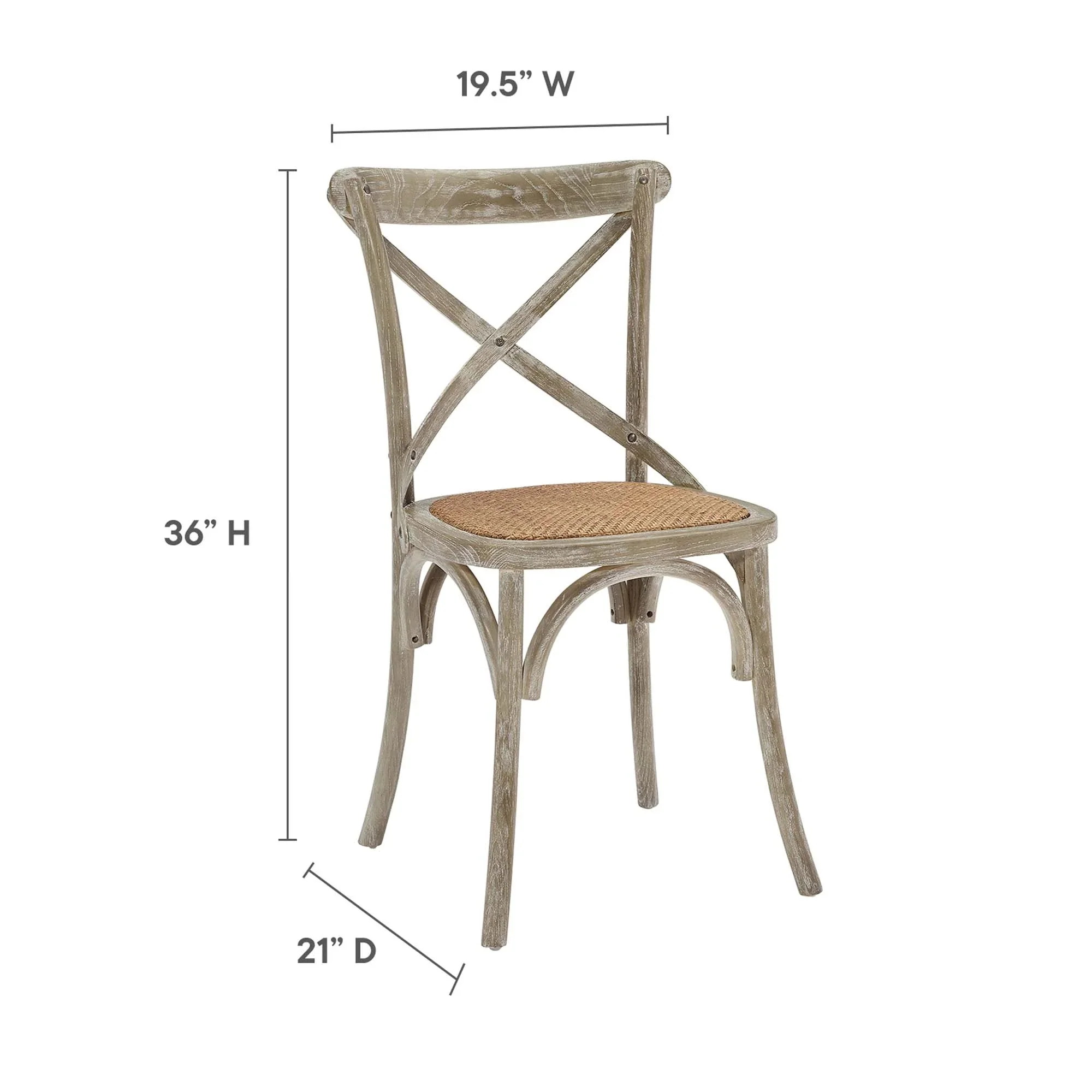 Farmhouse Elm Wood Dining Side Chair with Rattan Seat - Image 18