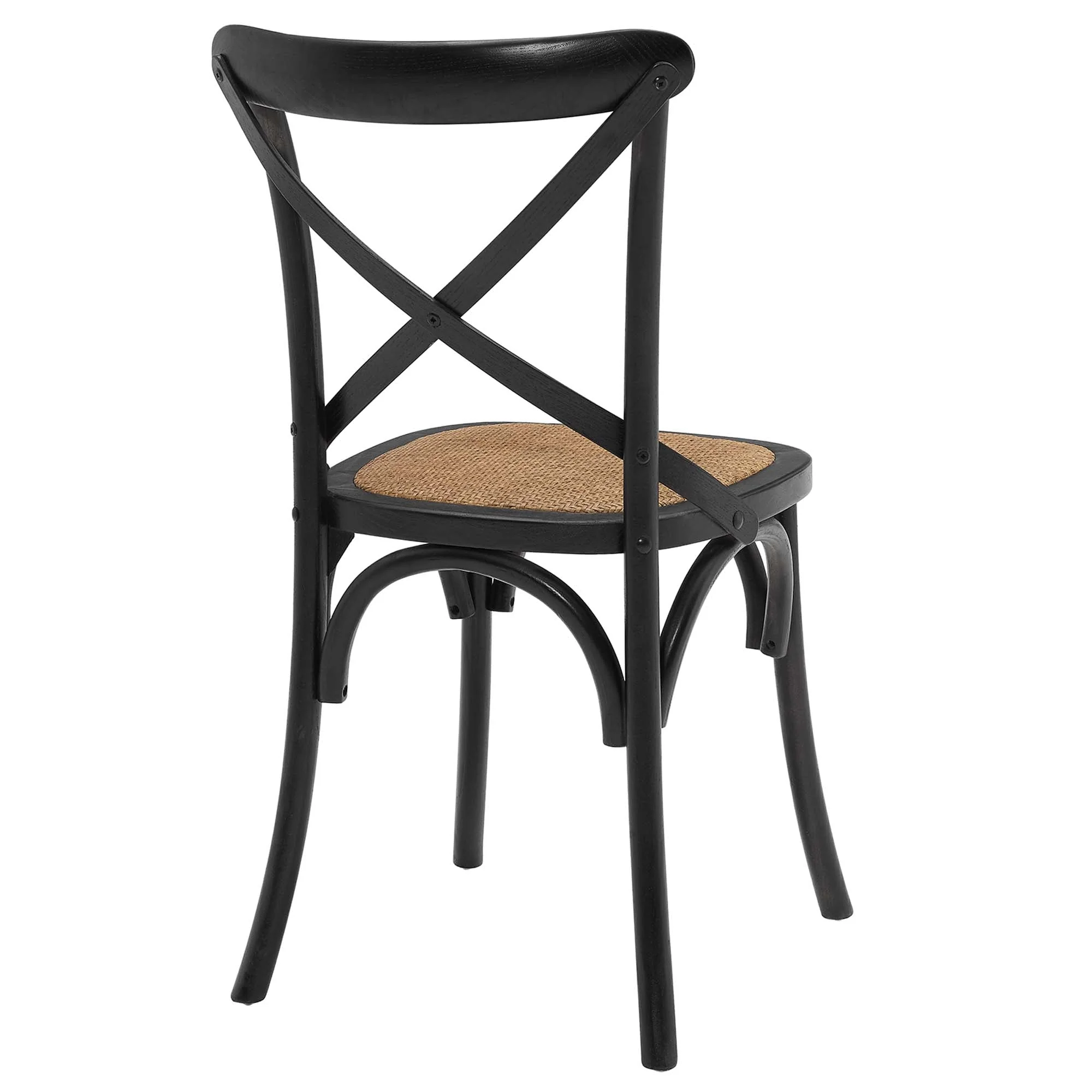 Farmhouse Elm Wood Dining Side Chair with Rattan Seat - Image 3