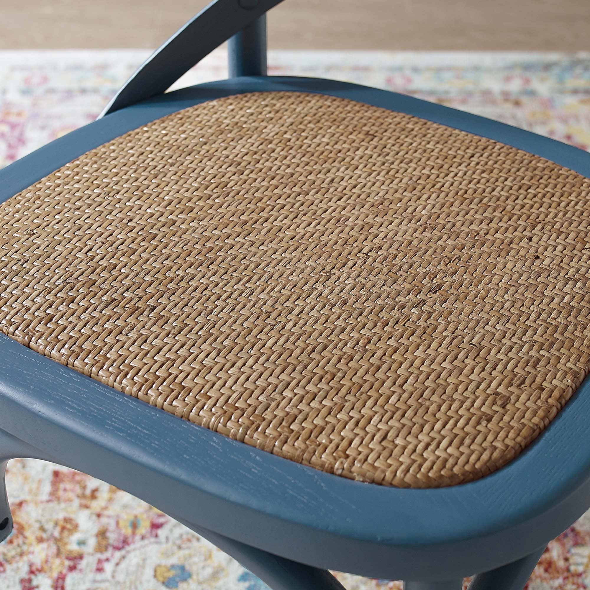 Farmhouse Elm Wood Dining Side Chair with Rattan Seat - Image 32