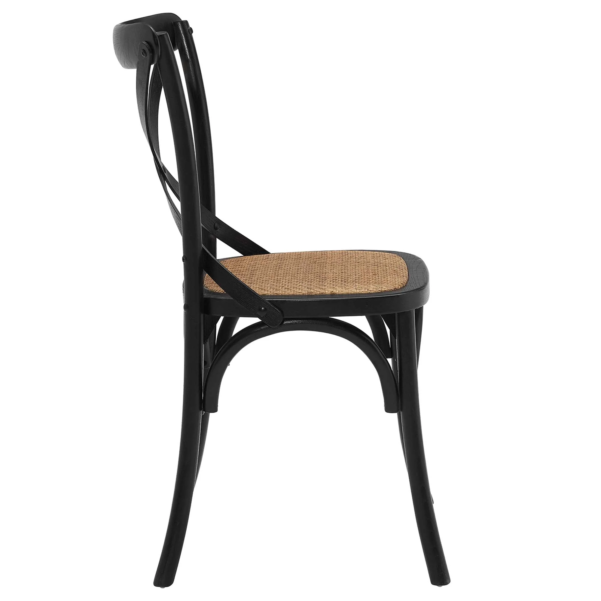 Farmhouse Elm Wood Dining Side Chair with Rattan Seat - Image 4