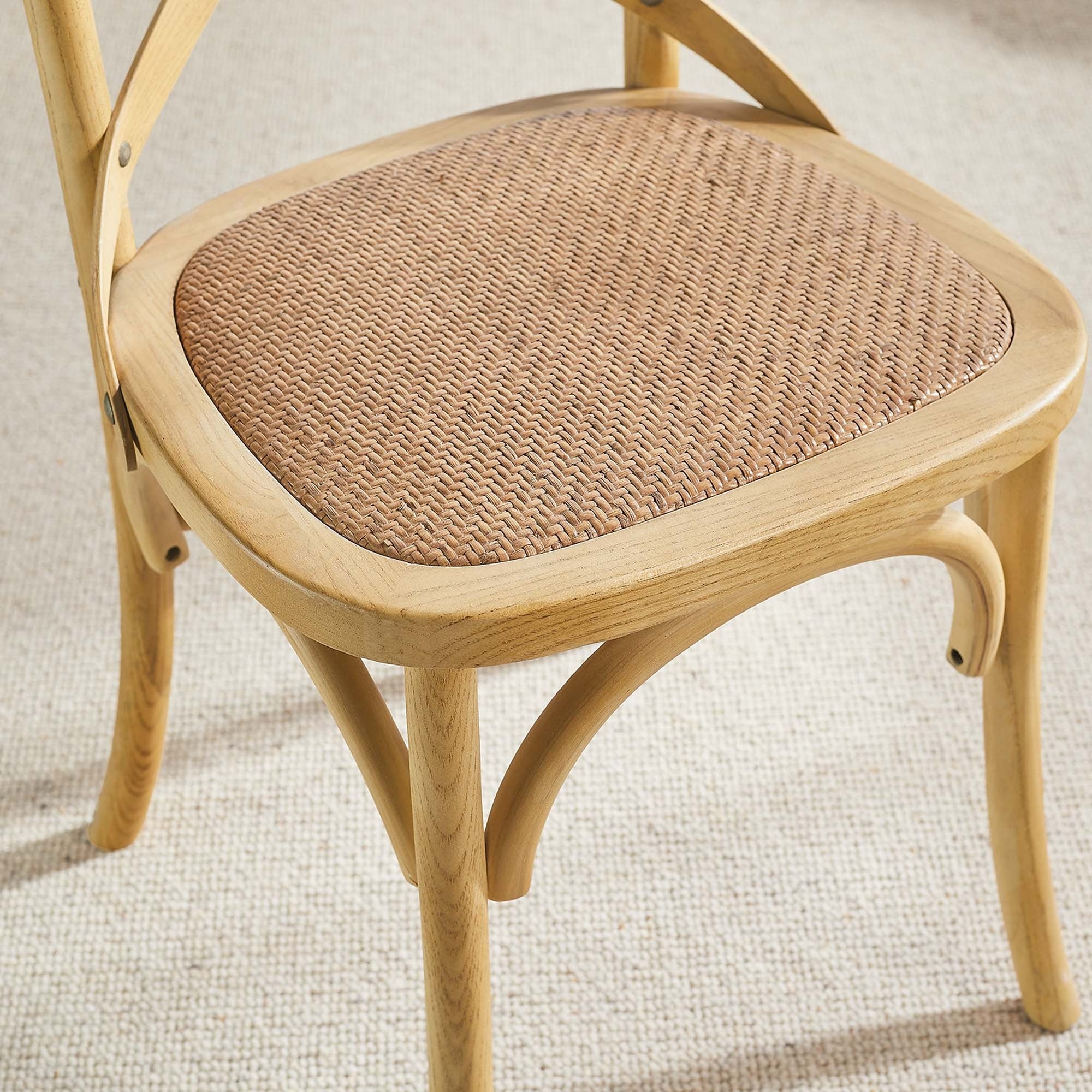 Farmhouse Elm Wood Dining Side Chair with Rattan Seat - Image 50