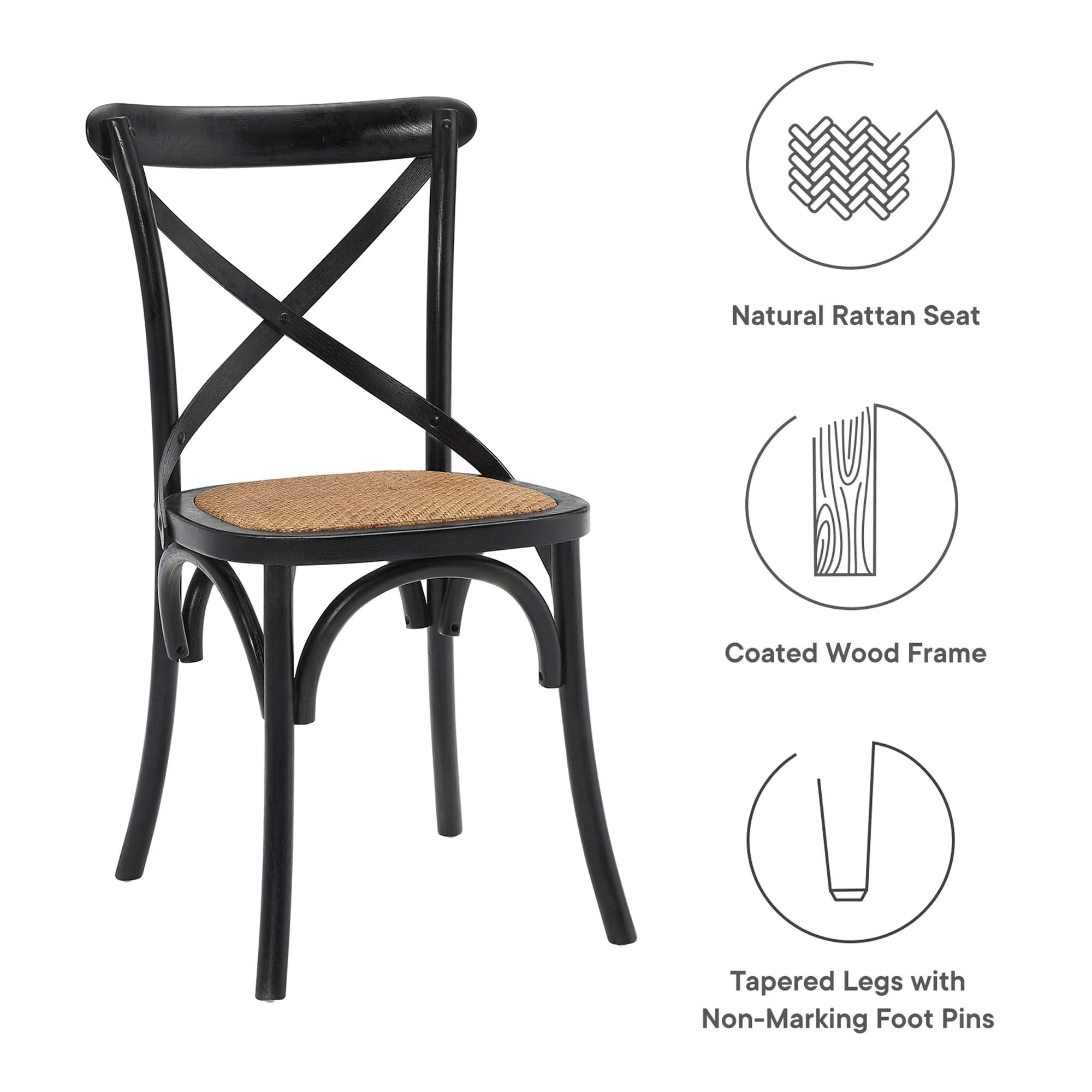 Farmhouse Elm Wood Dining Side Chair with Rattan Seat - Image 8