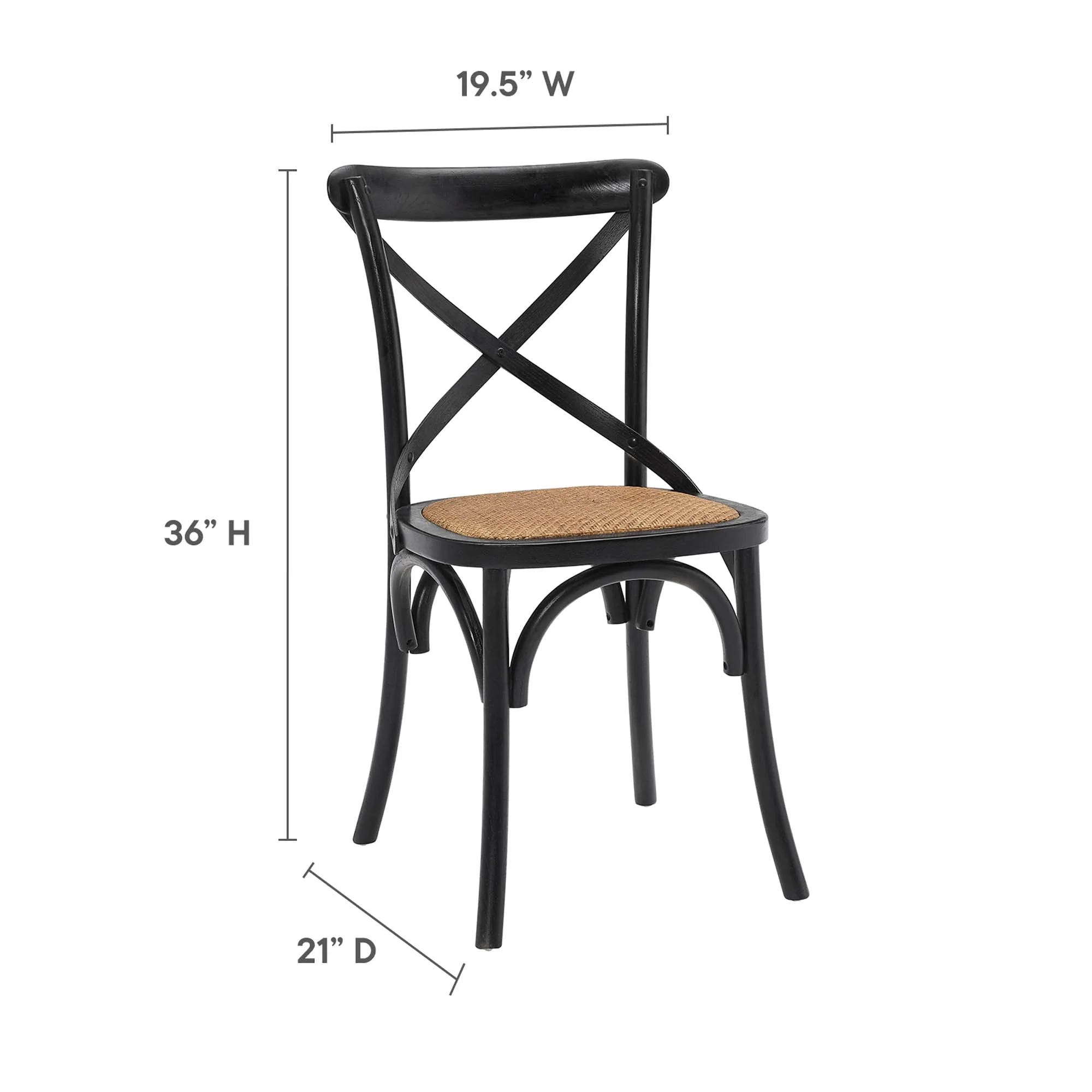 Farmhouse Elm Wood Dining Side Chair with Rattan Seat - Image 9