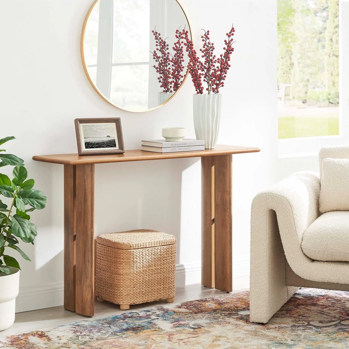 Farmhouse Mango Wood Console Table – Natural 46 Inch - Image 7